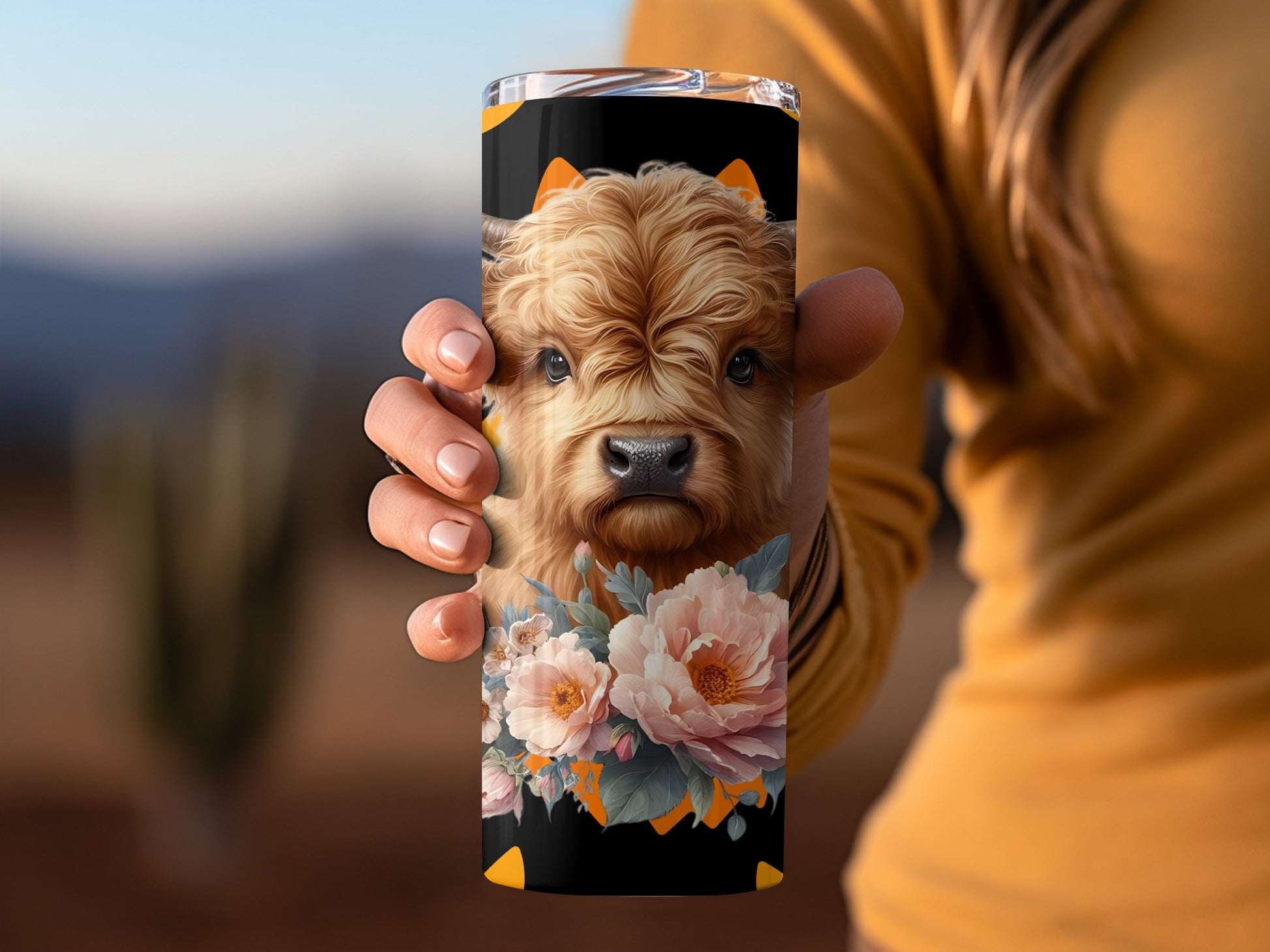 Adorable Dog and Floral Design Tumbler for Travel