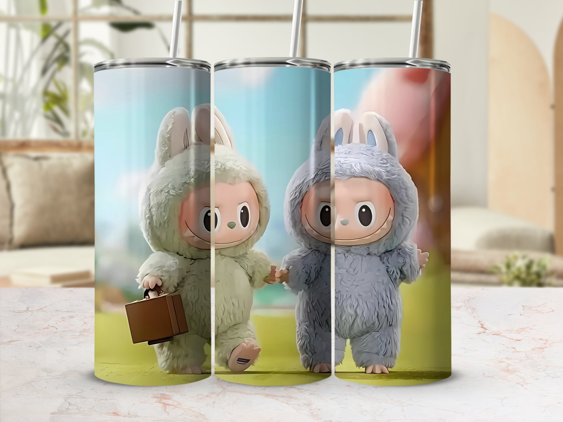 Adorable Characters Illustration Travel Tumbler Cup
