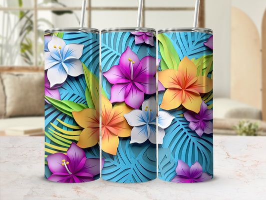 Vibrant Tropical Flowers Insulated Tumbler Flask