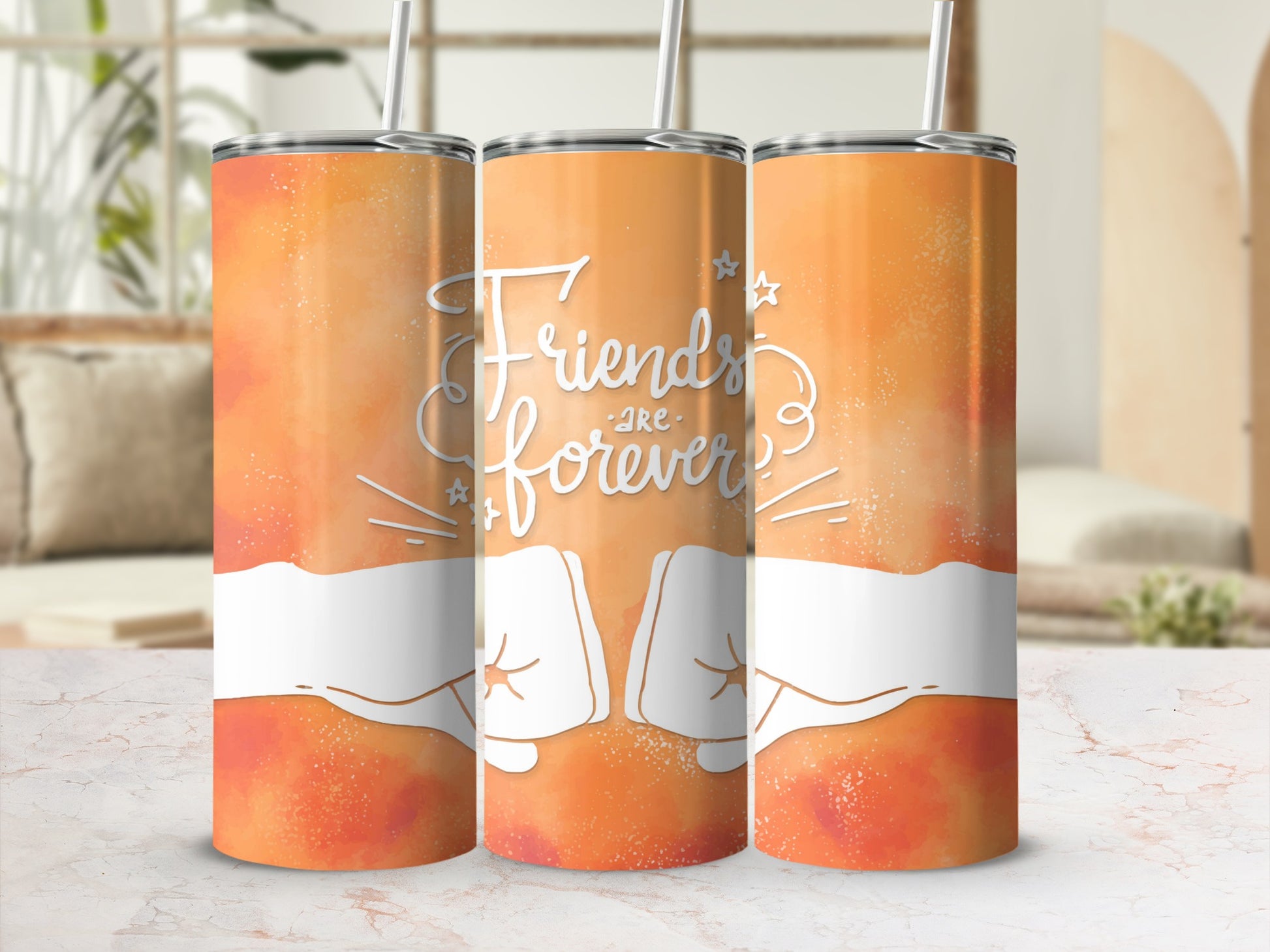 Friends Are Forever Fist Bump Design Tumbler Cup