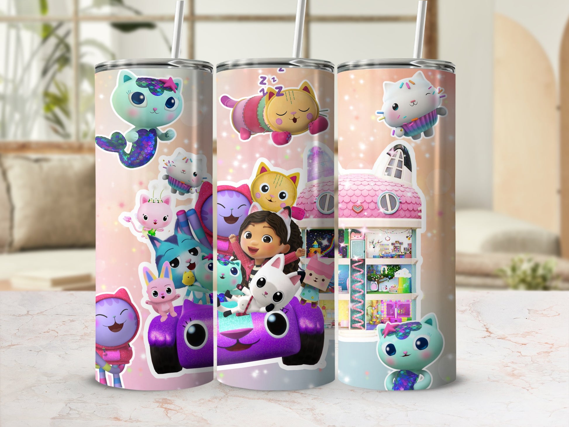 Cute Cat and Character Design Insulated Tumbler