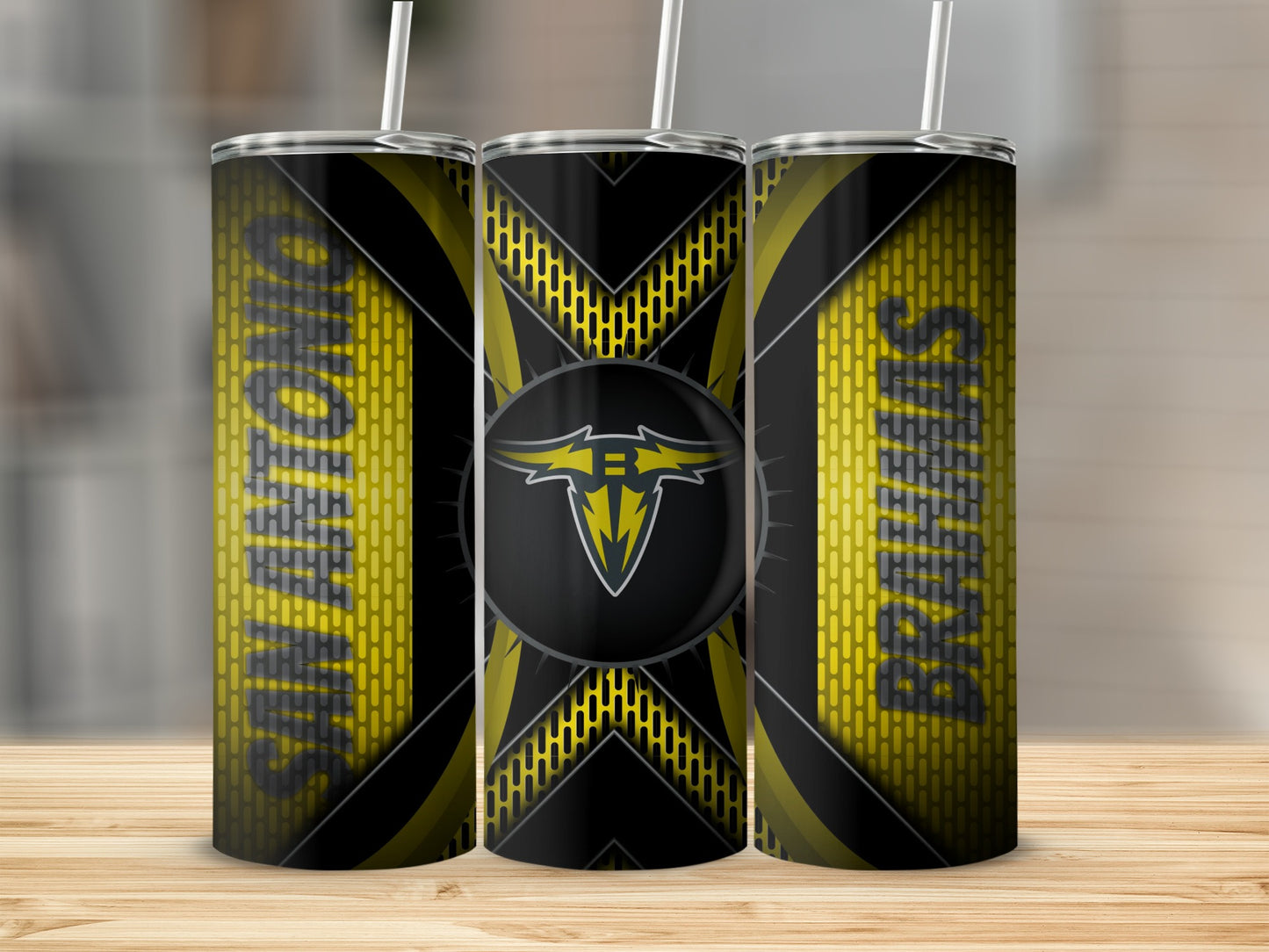 Sam Houston State Bearkats Yellow Black Team Design Tumblers