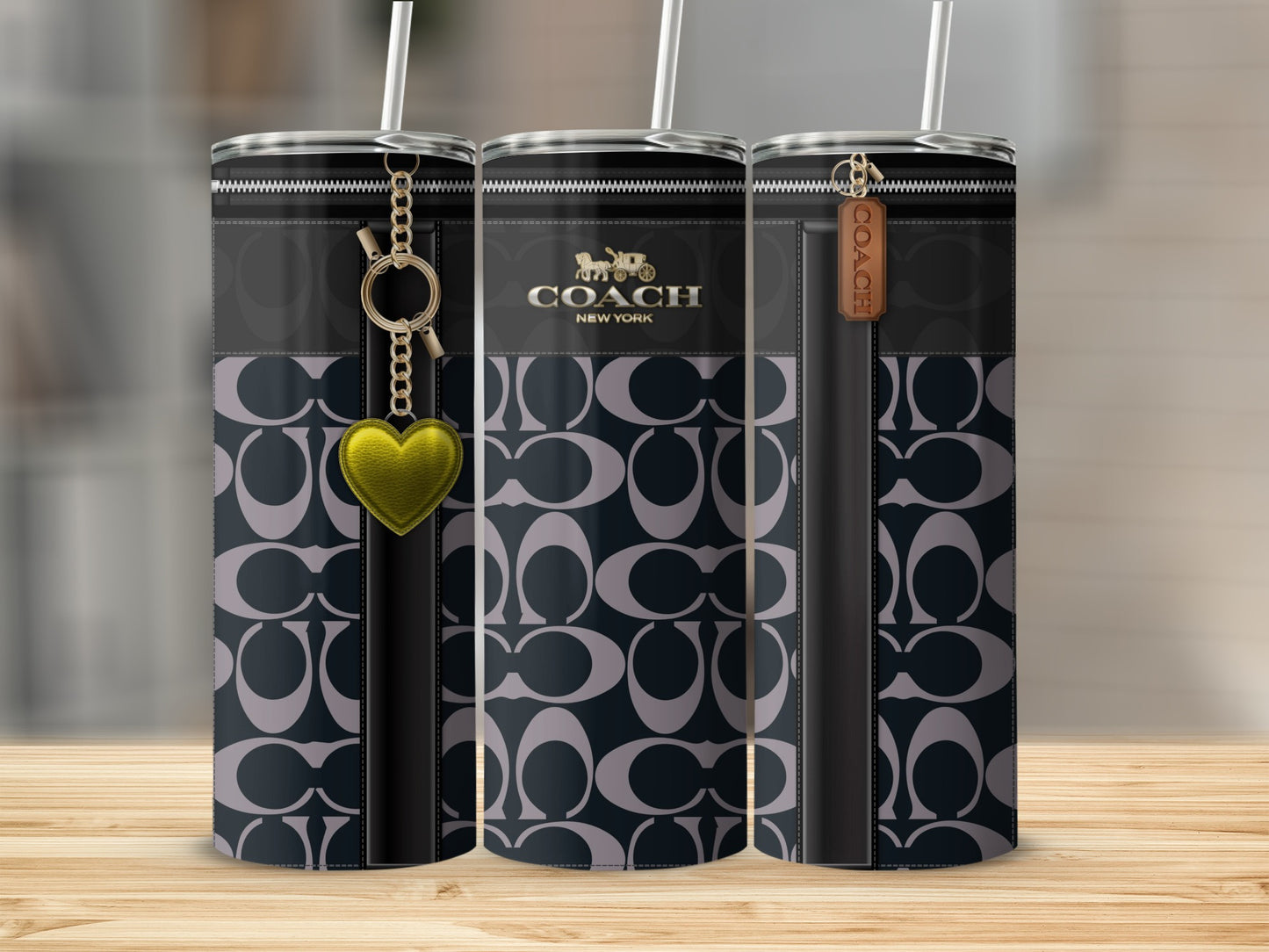 Stylish Coach New York Patterned Tumbler Accessory Cups