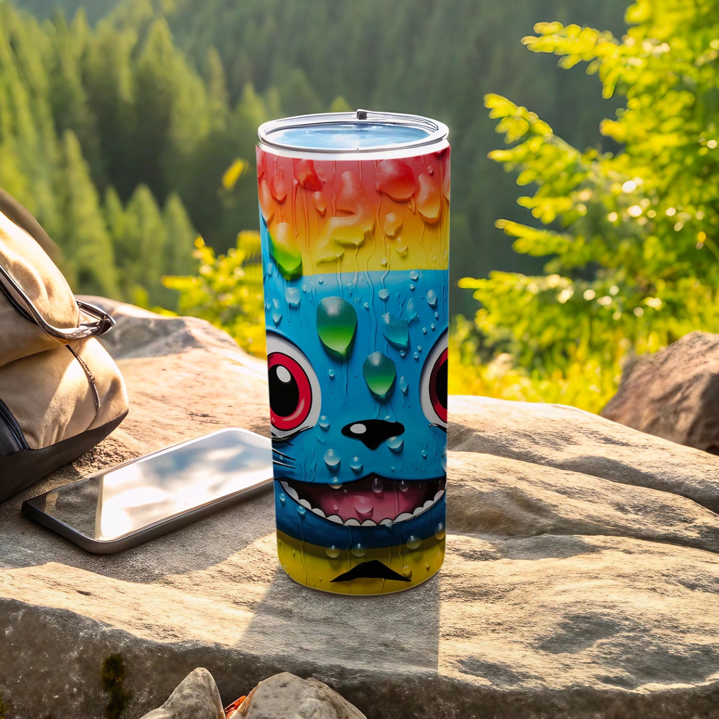 Colorful Monster Design Tumbler with Lid Travel Mug