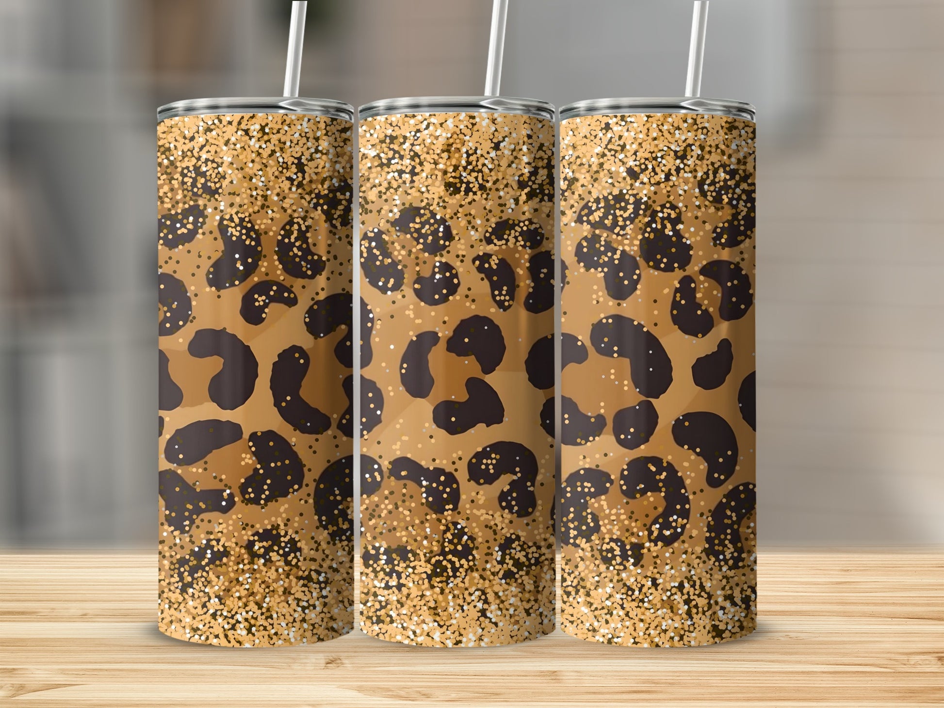 Leopard Print Glitter Tumbler product