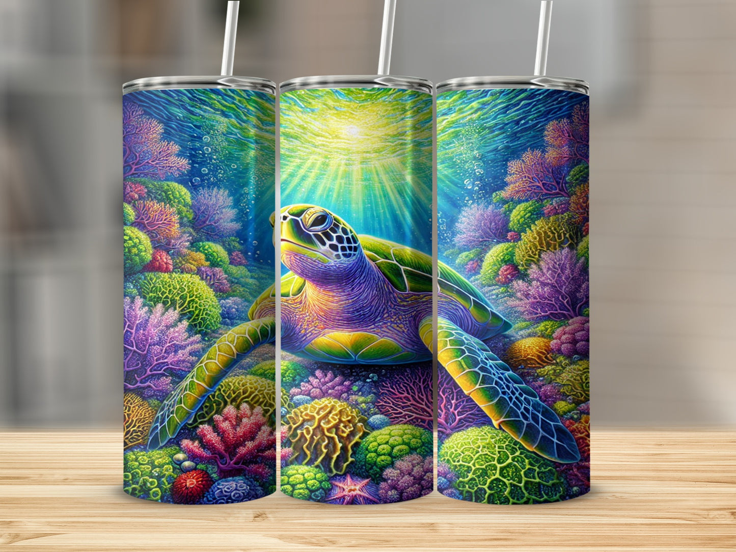 Sea Turtle Colorful Coral Reef Tumbler for Drink Lovers