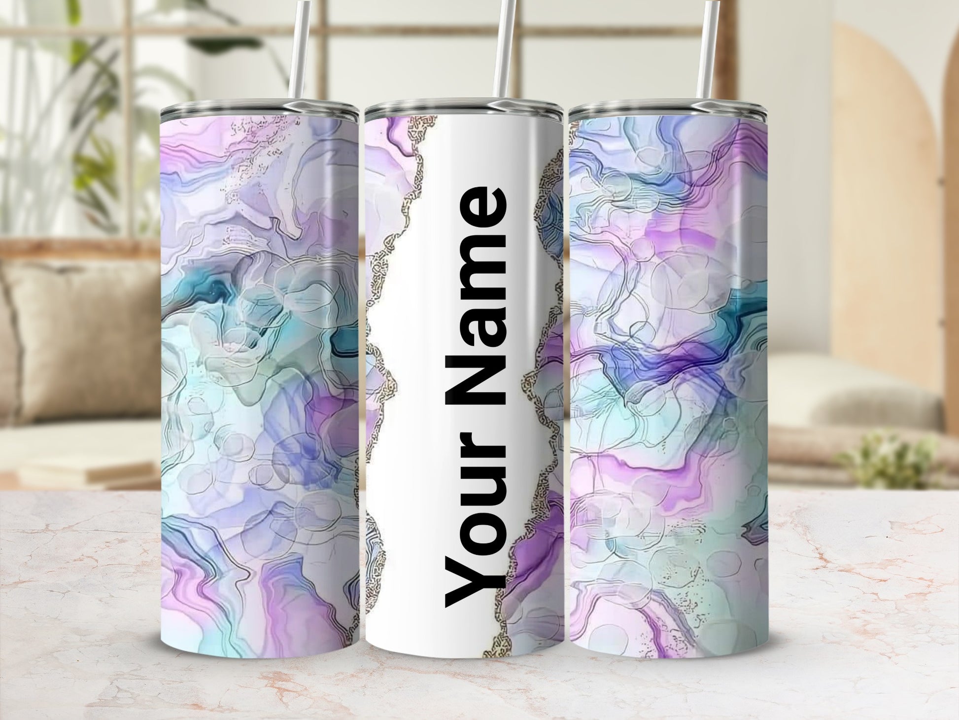 Personalized Abstract Design Tumbler with Name