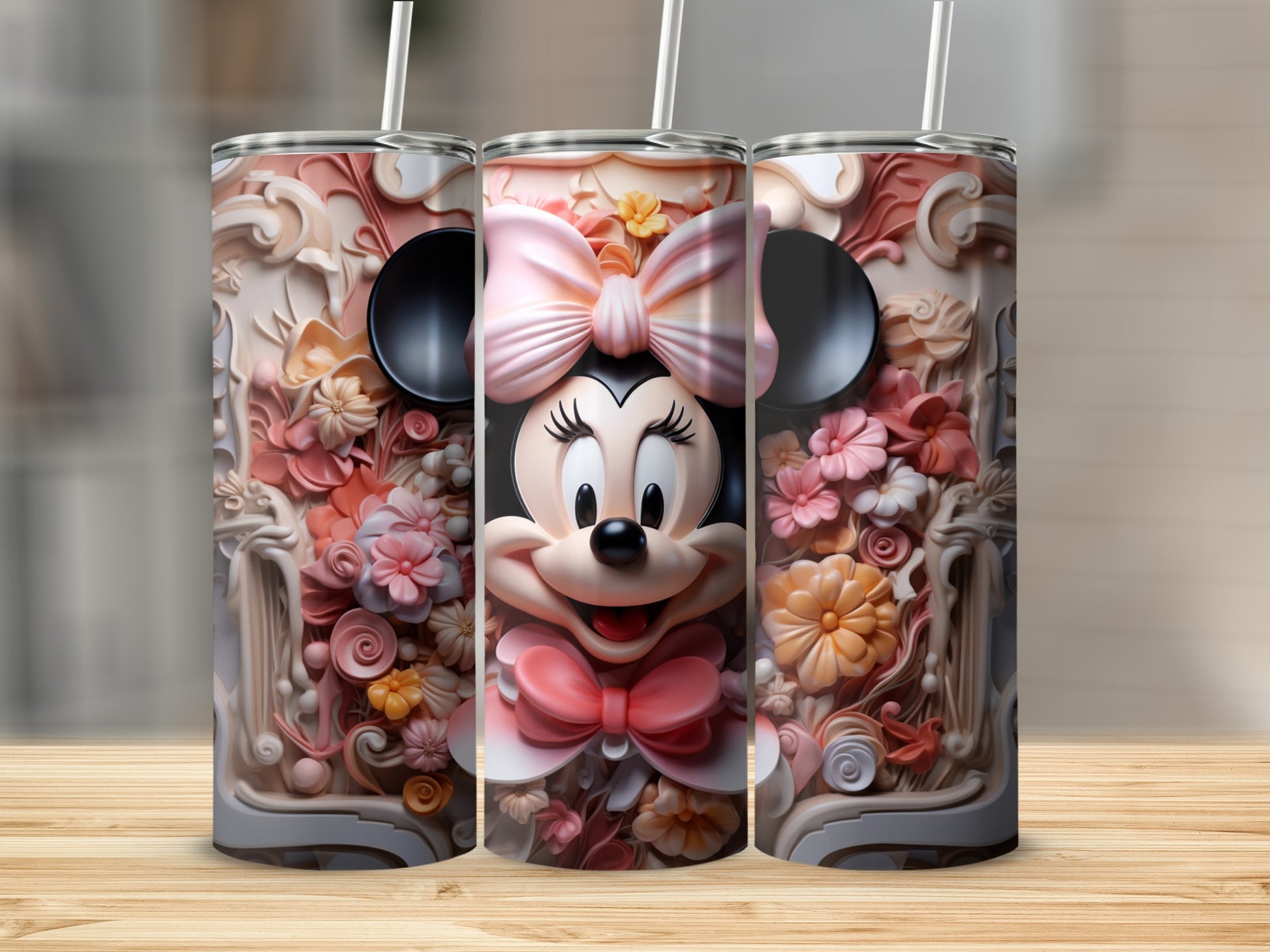 Cute Minnie Mouse Themed Stainless Steel Tumbler Product