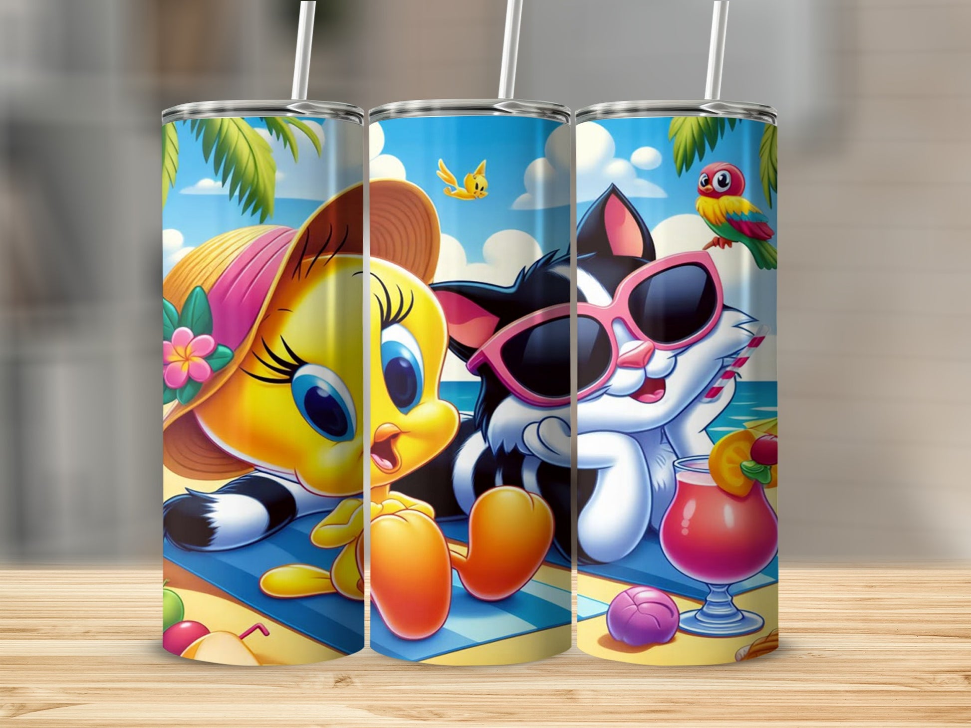 Fun Beach Day Cartoon Characters Design Tumbler