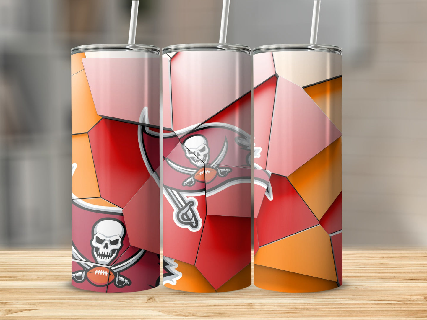 Tampa Bay Buccaneers Logo Abstract Fractal Design Tumblers