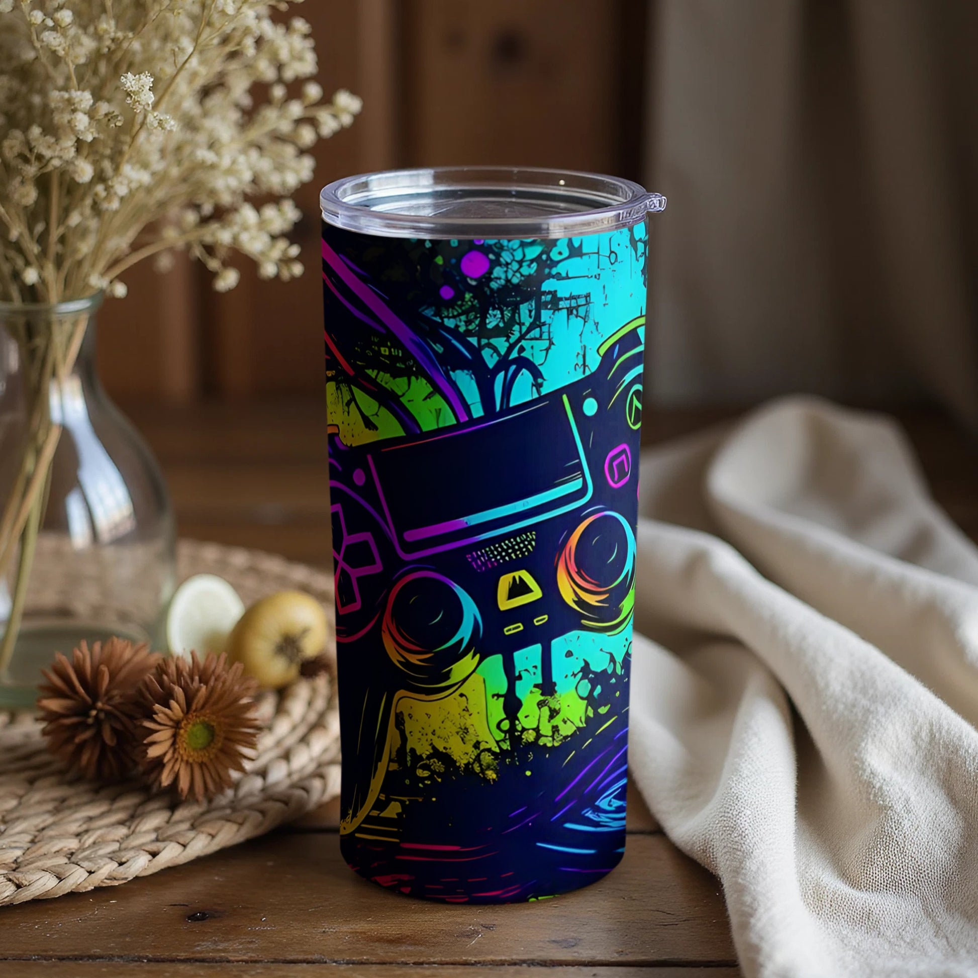 Vibrant Gaming Controller Themed Tumbler Cup