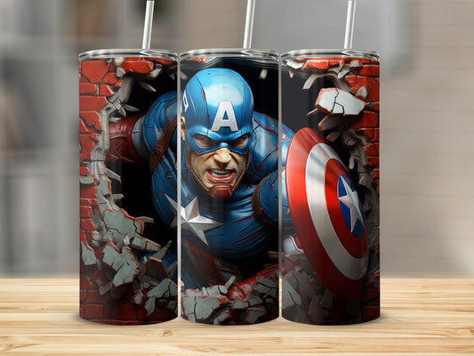Captain America Breaks Through Wall Design Tumbler