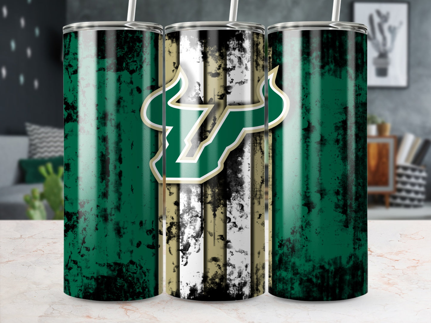 Distressed Green and Black Sports Team Tumbler