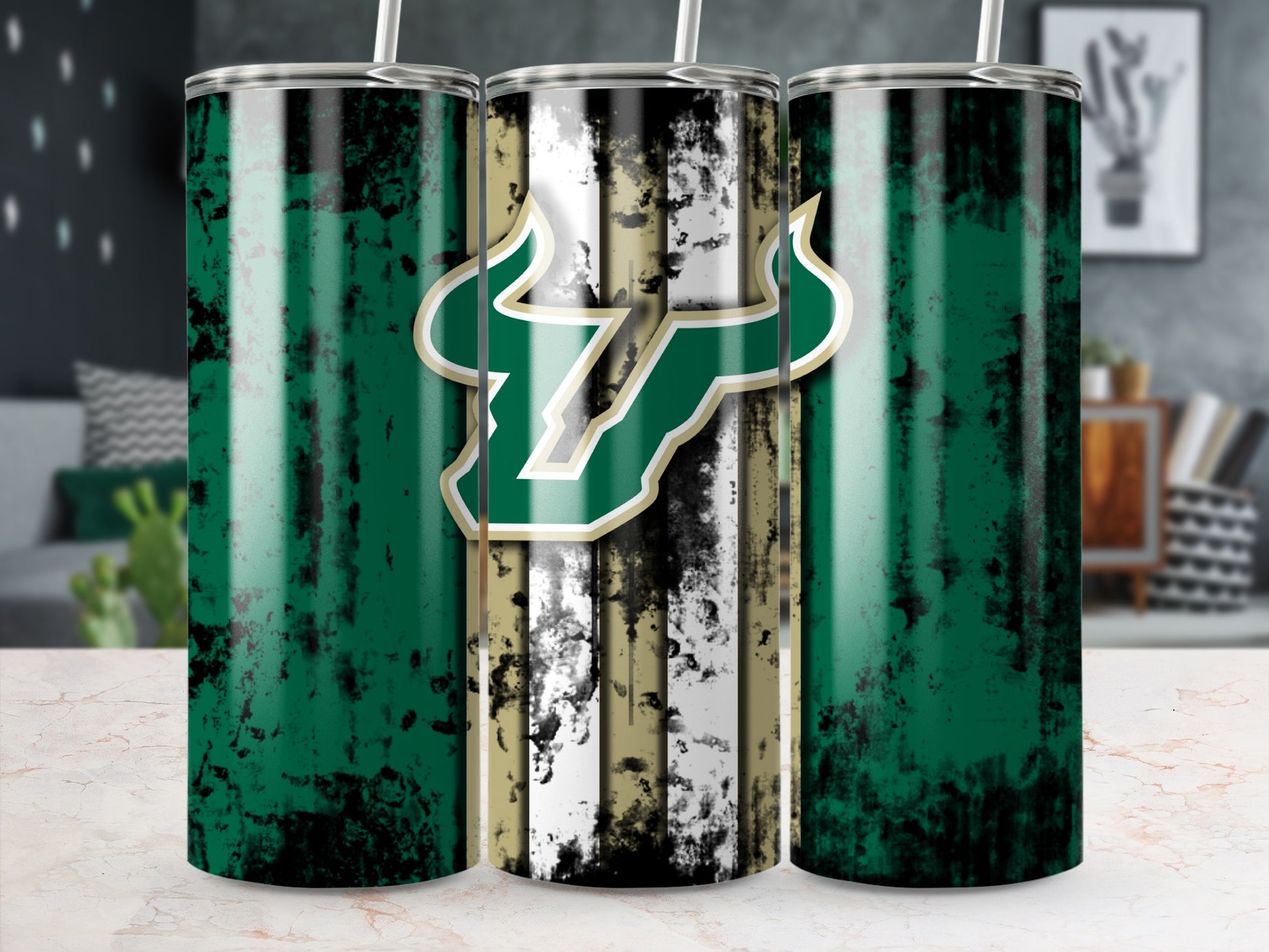 Distressed Green and Black Sports Team Tumbler