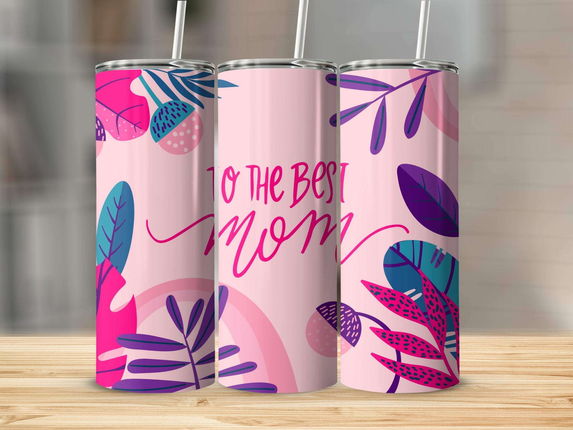 To The Best Mom Tumbler with Colorful Floral Design