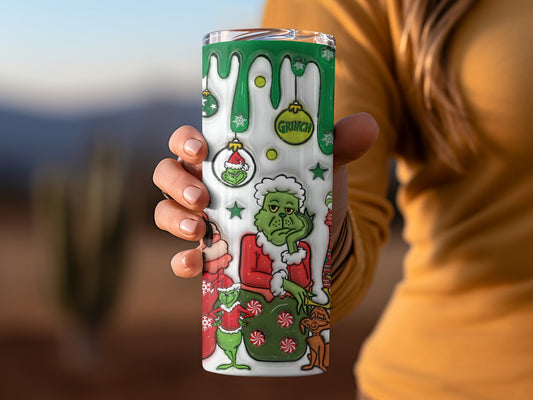 Festive Grinch Themed Tumbler Perfect for Holidays