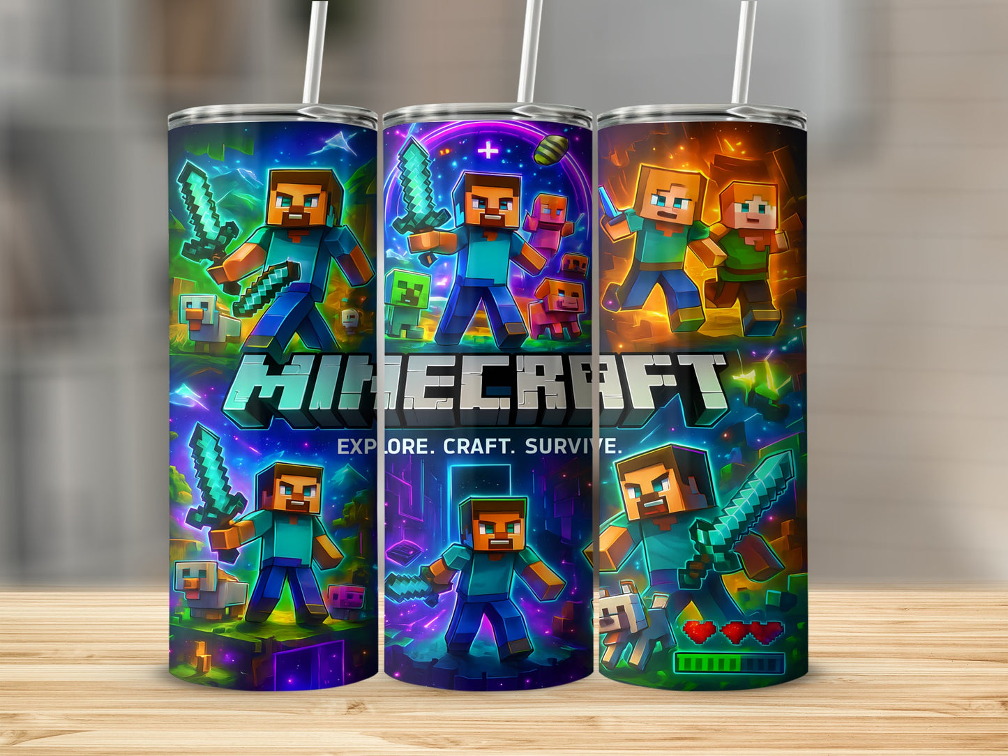 Vibrant Minecraft Design Insulated Tumbler for Gamers