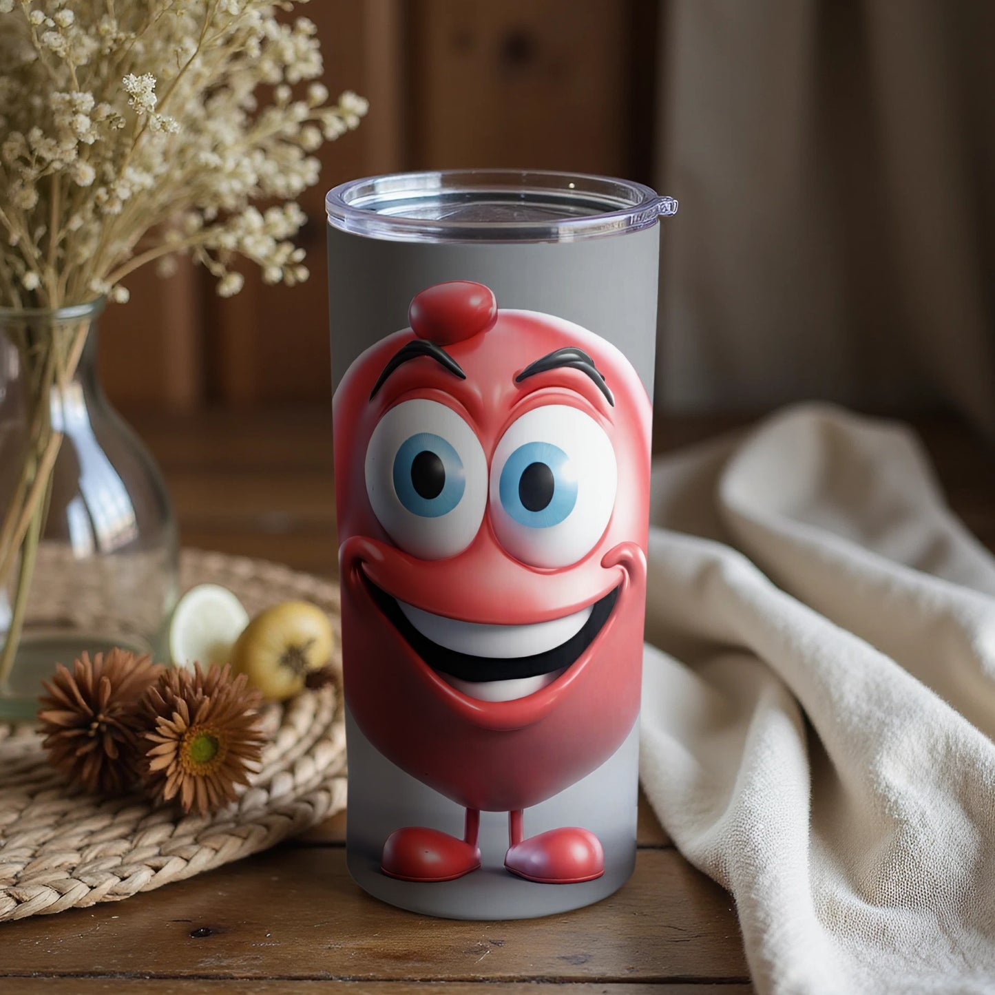 Funny Cartoon Face Travel Tumbler for Coffee and Drinks