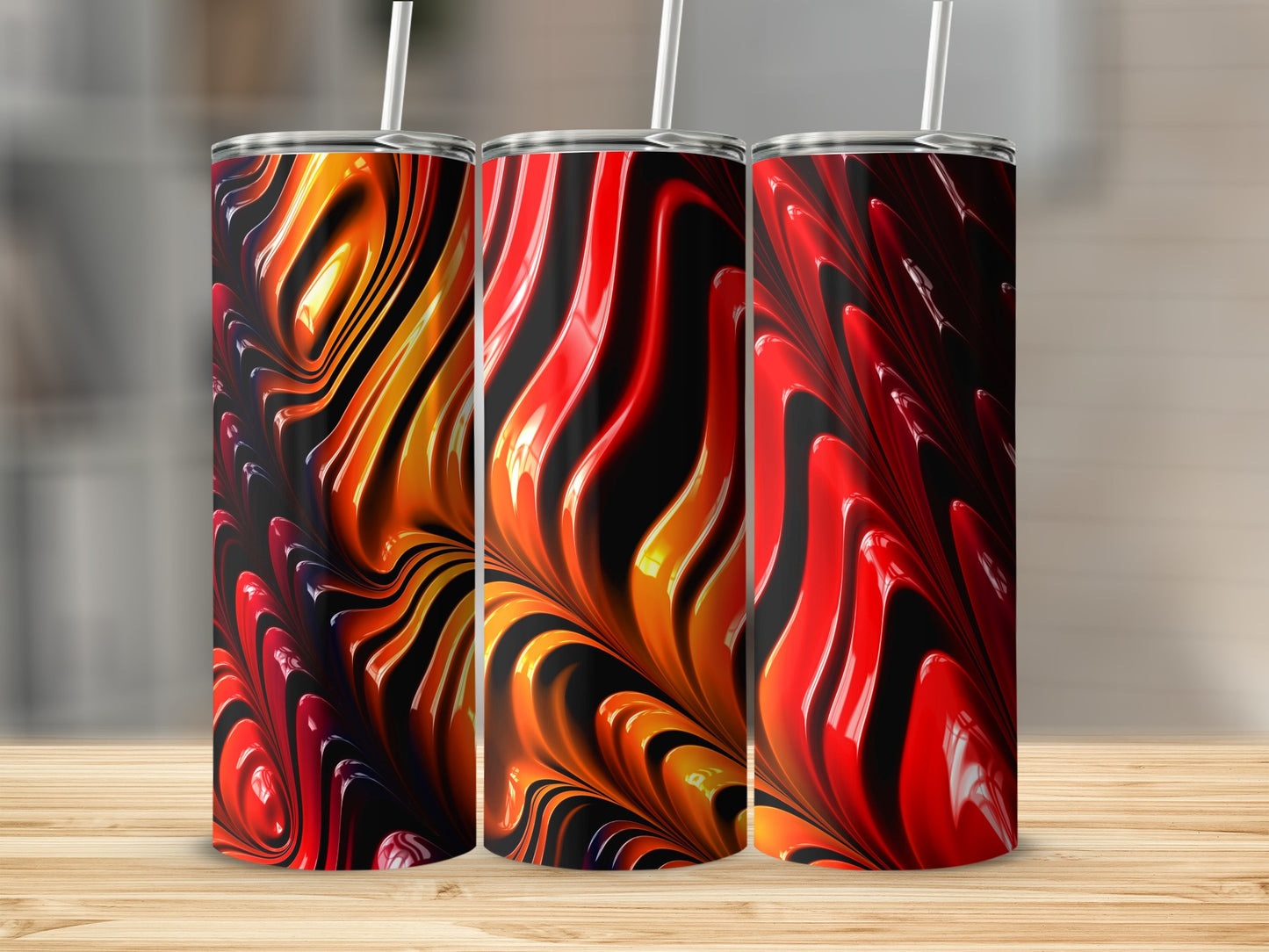 Red And Yellow Glossy Wave Design Background Tumblers