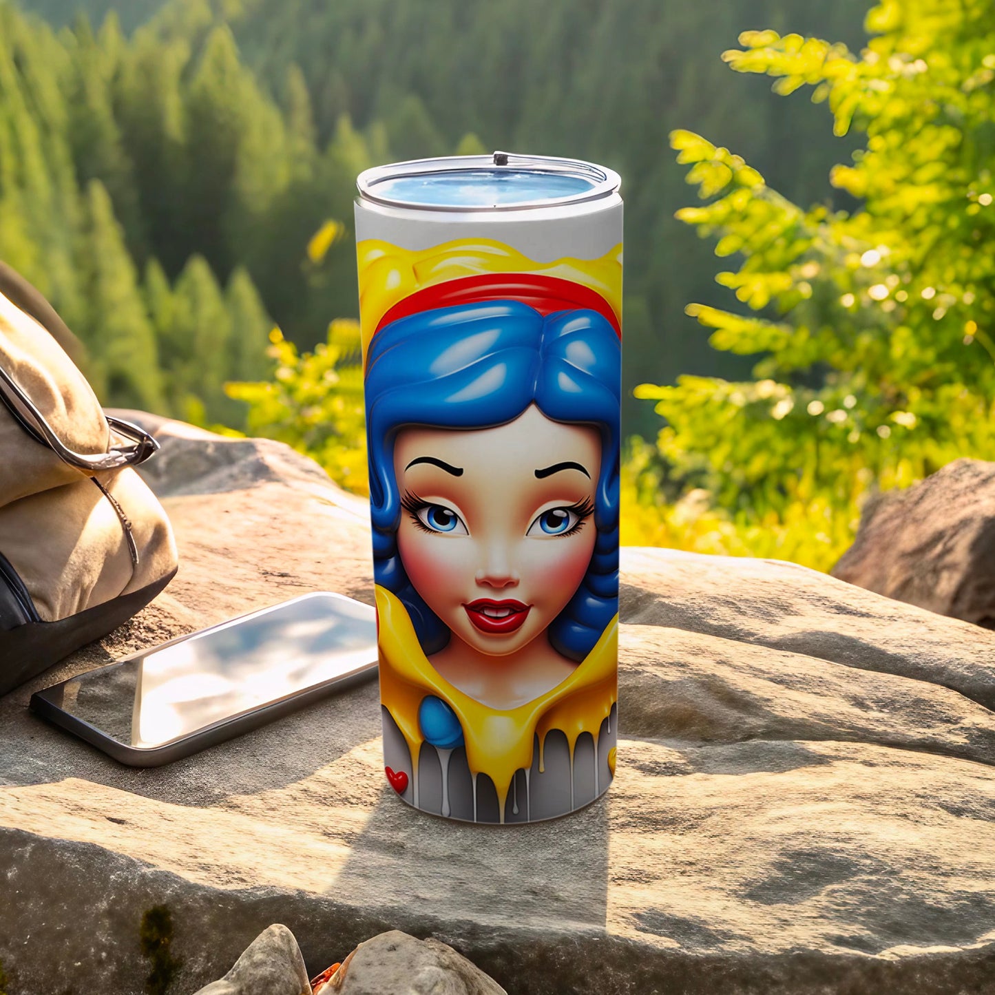 Vibrant Cartoon Princess Design Insulated Tumbler