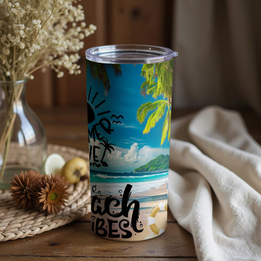 Tropical Beach Vibes Summer Time Tumbler Cup