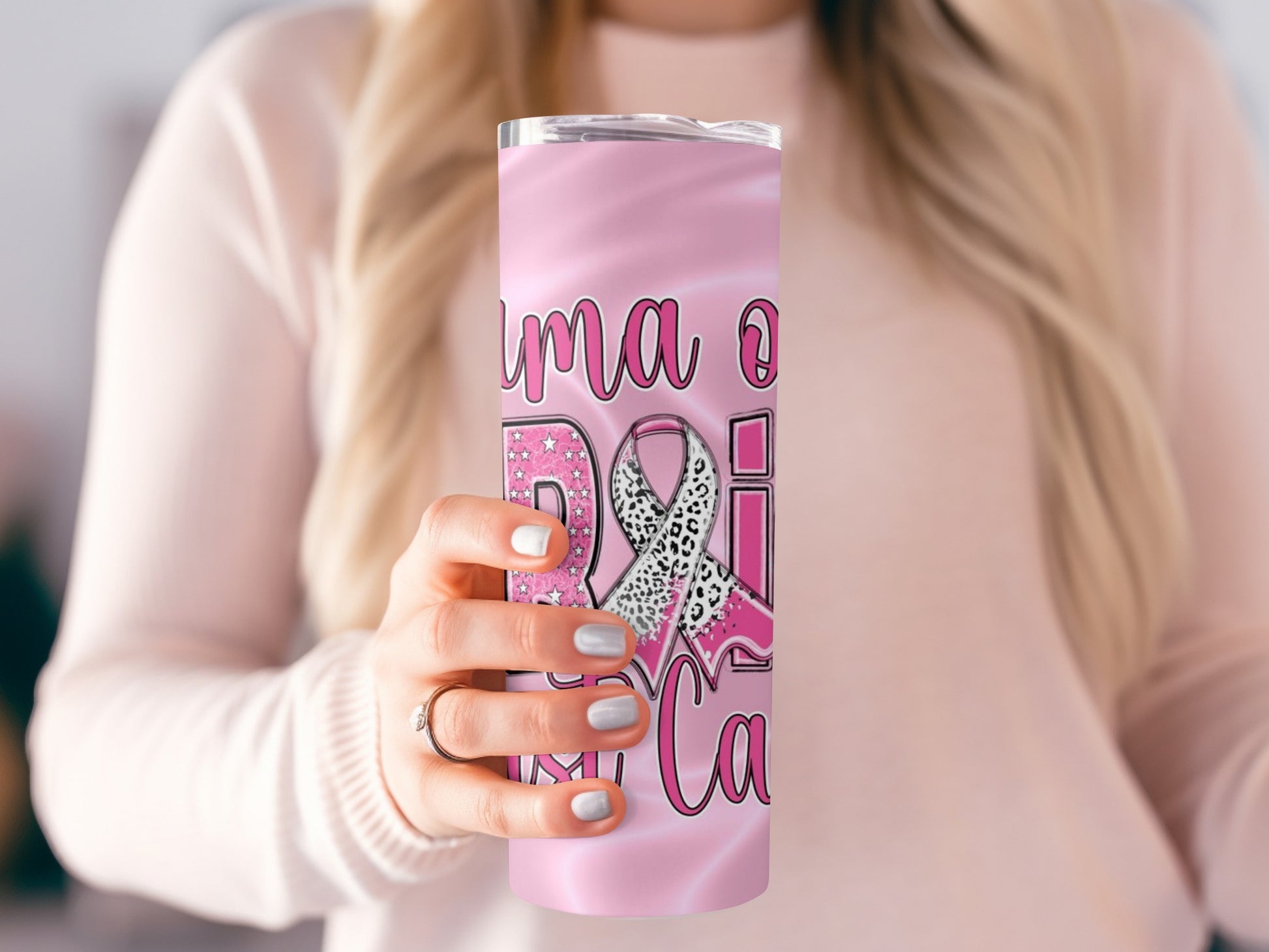 Mama of a Warrior Breast Cancer Awareness Tumbler