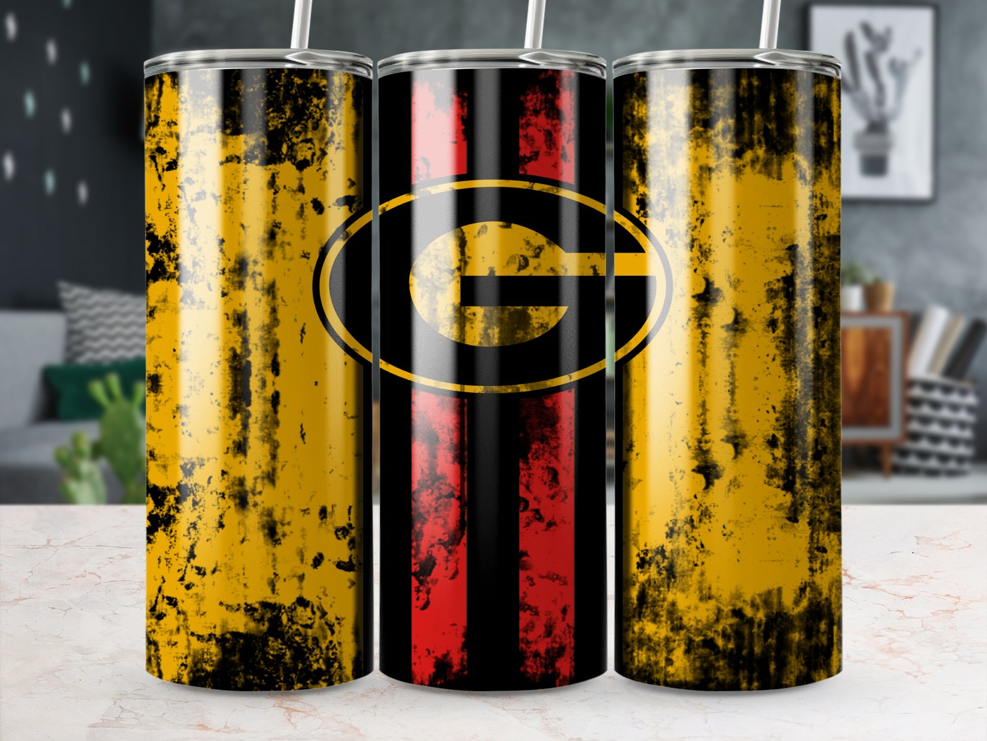 Distressed Grunge Style Tumbler with Logo Design Cup