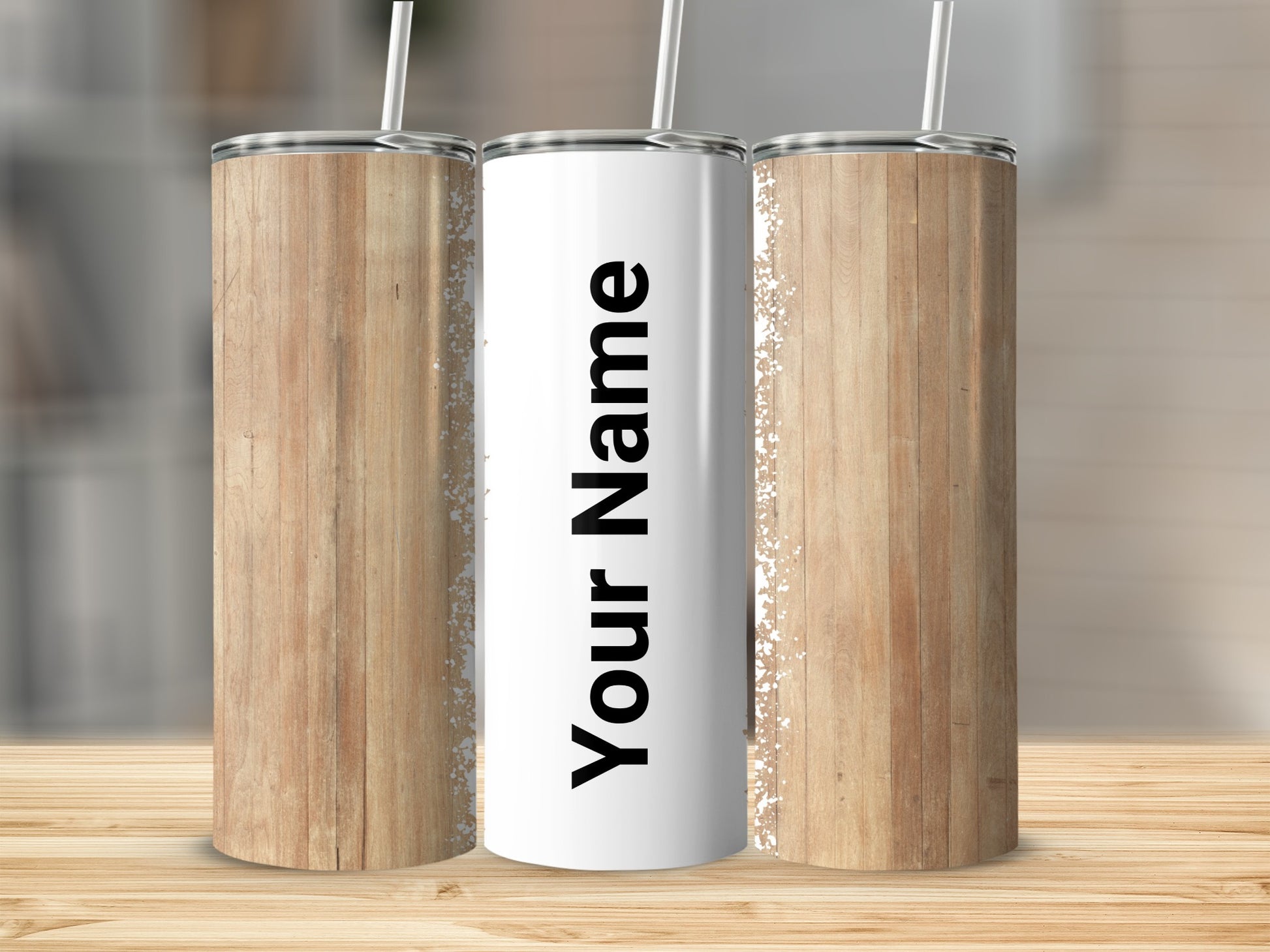 Personalized Wood Pattern Tumbler with Your Name
