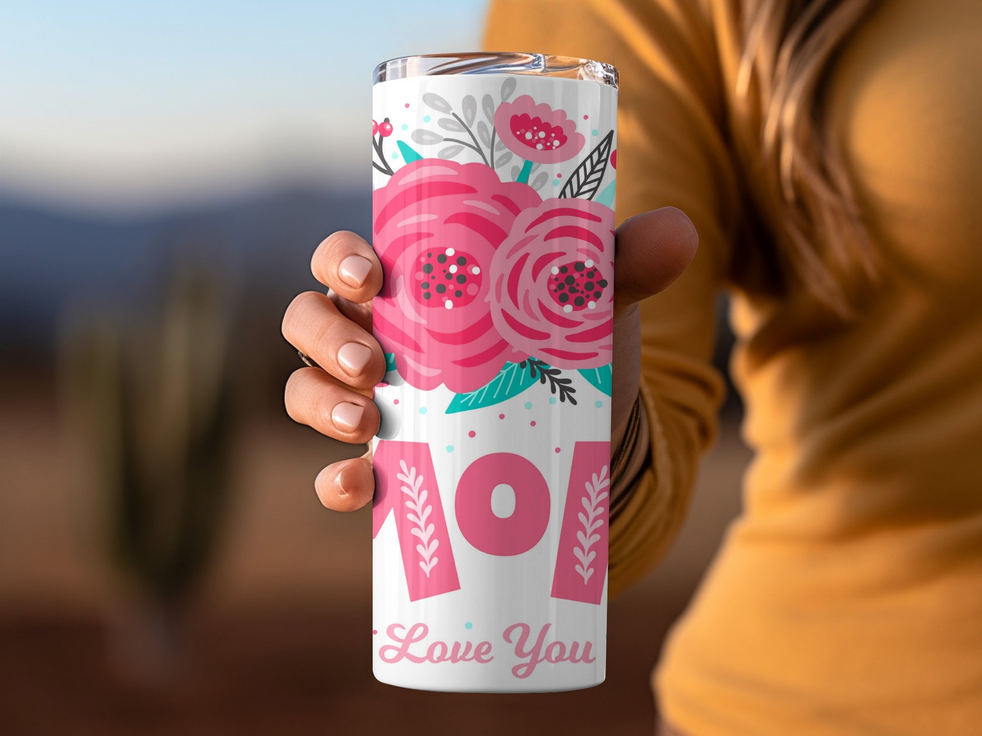 Floral Design Love You Insulated Tumbler Cup