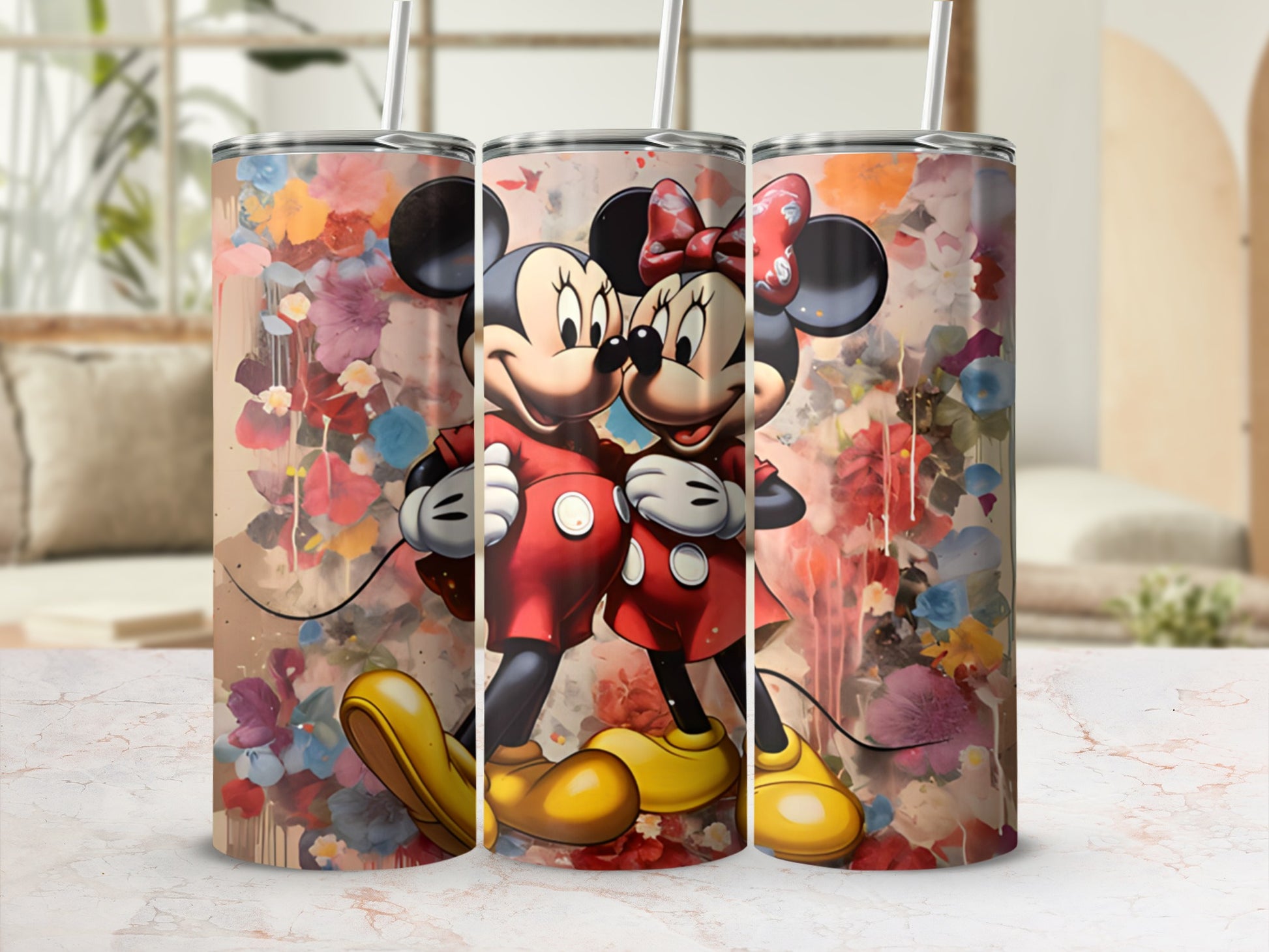 Colorful Mickey and Minnie Mouse tumbler product