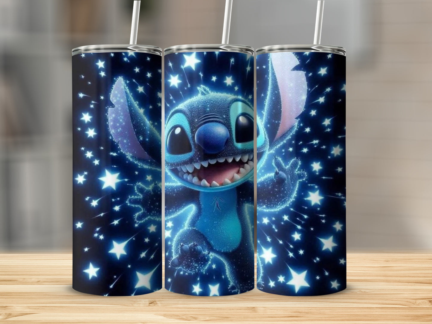 Starry Night Blue Alien Character Tumbler