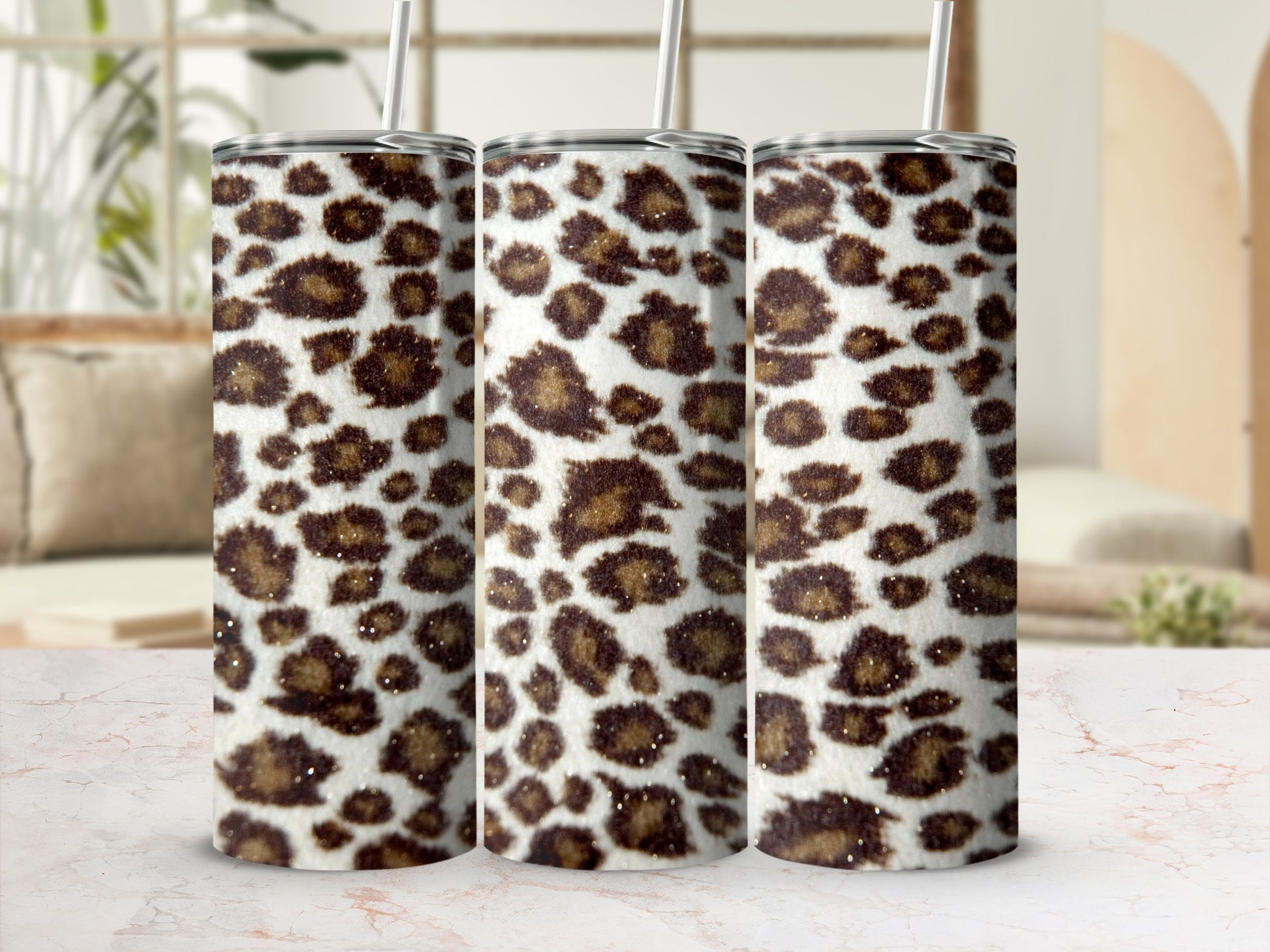 Leopard Print Tumbler with Straw for Stylish Hydration