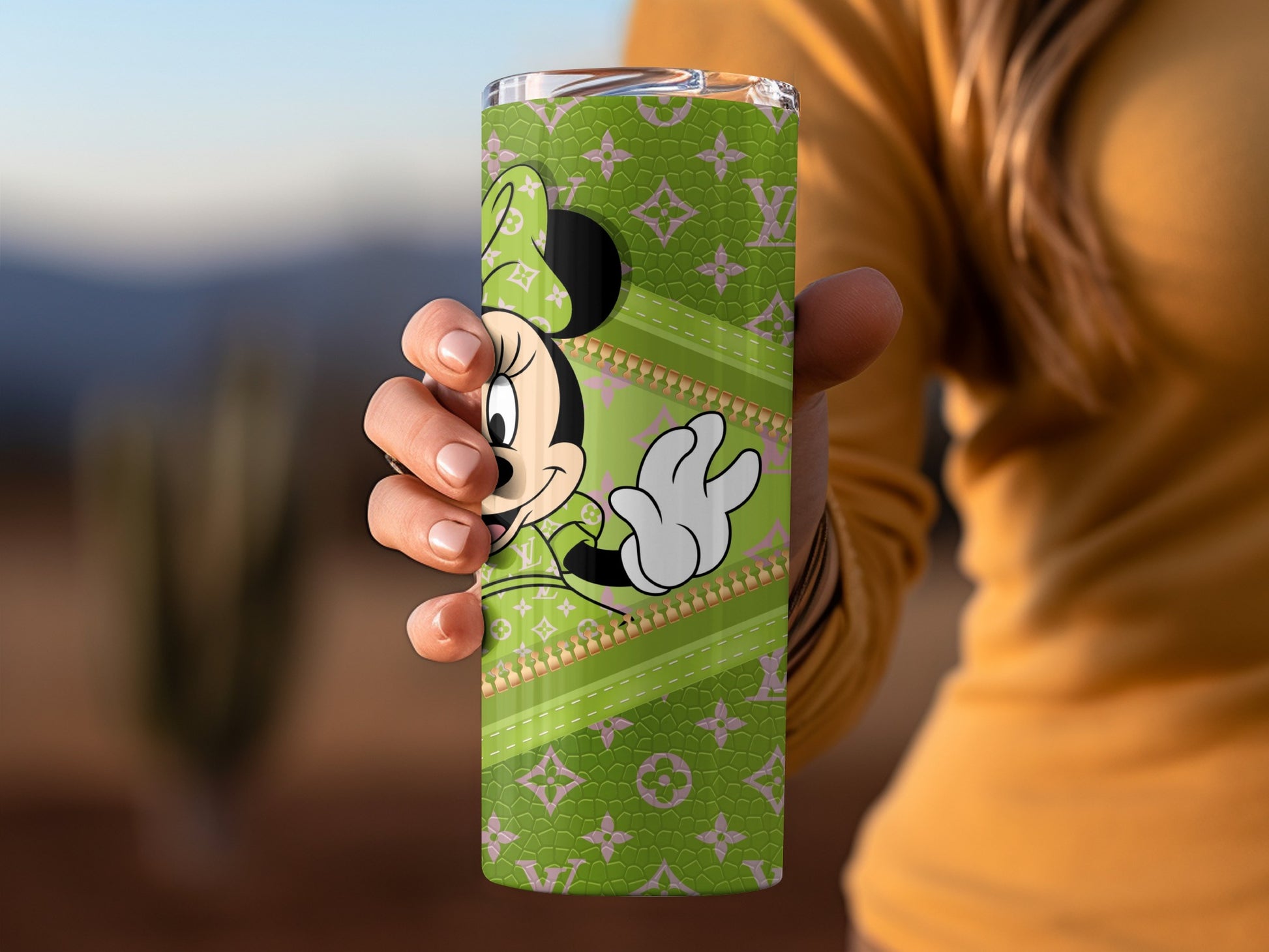Cute Green Cartoon Character Tumbler for Kids and Adults