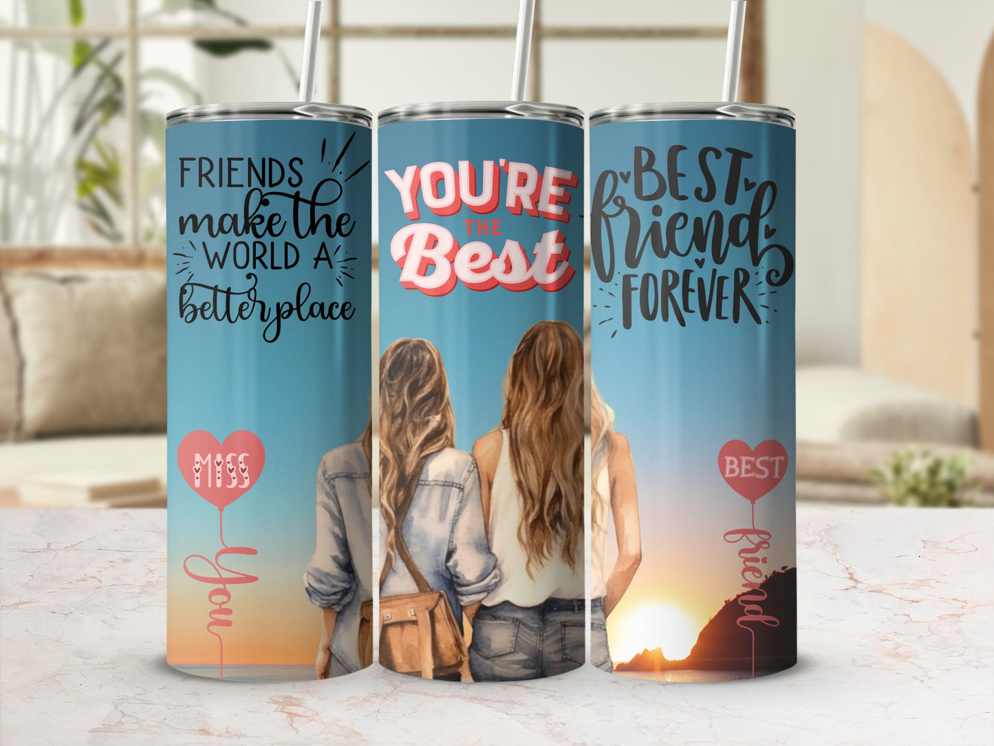 Friends Make the World a Better Place Tumbler Set