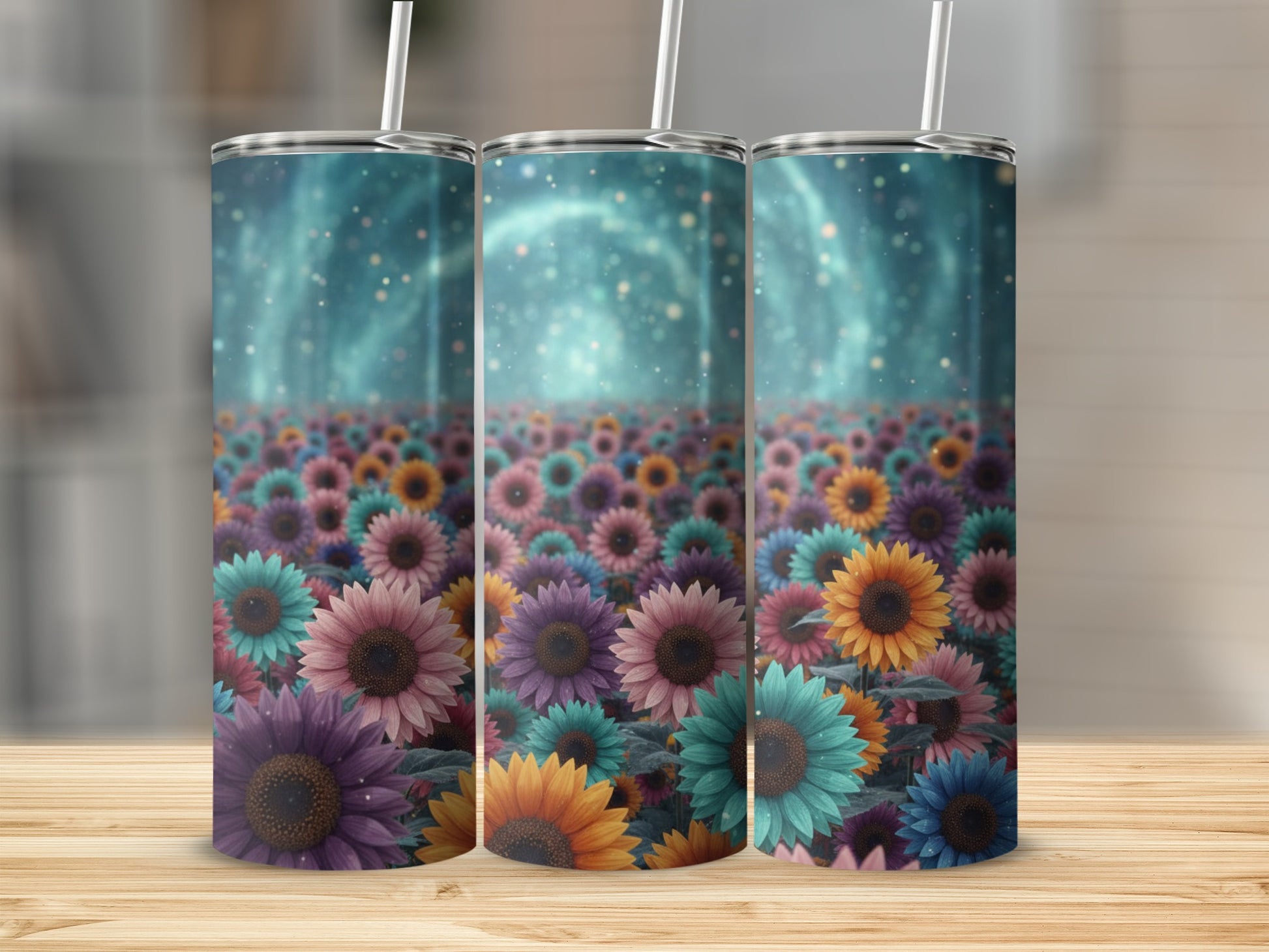 Colorful Floral Galaxy Design Insulated Tumbler