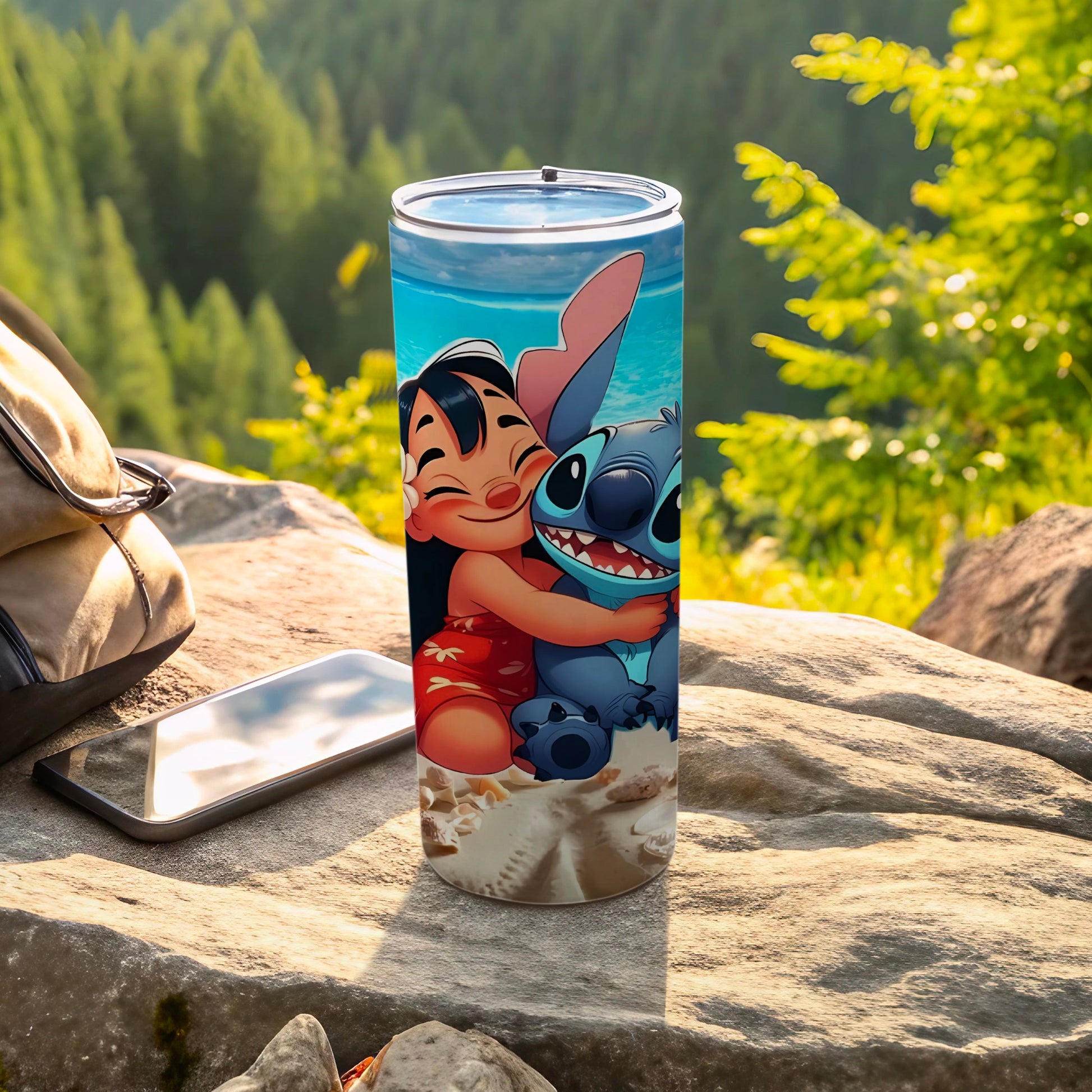 Lilo and Stitch Hugging Travel Tumbler for Outdoor Adventures