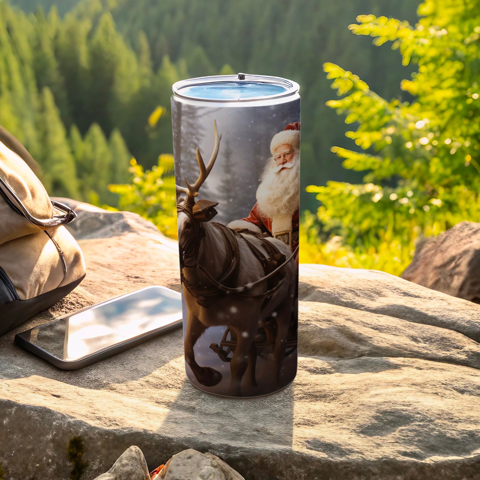 Santa Claus and Reindeer Scenic Tumbler Product