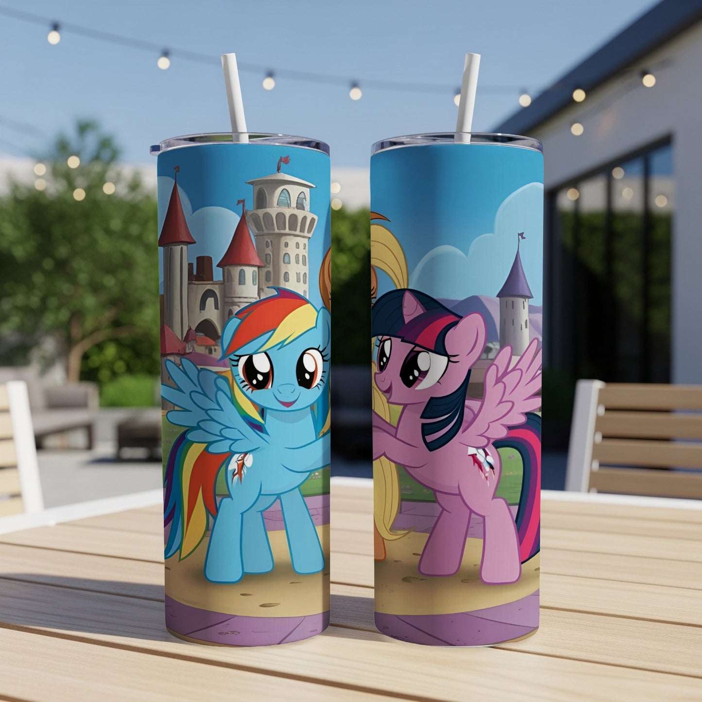 My Little Pony Rainbow Dash and Twilight Sparkle on tumblers.
