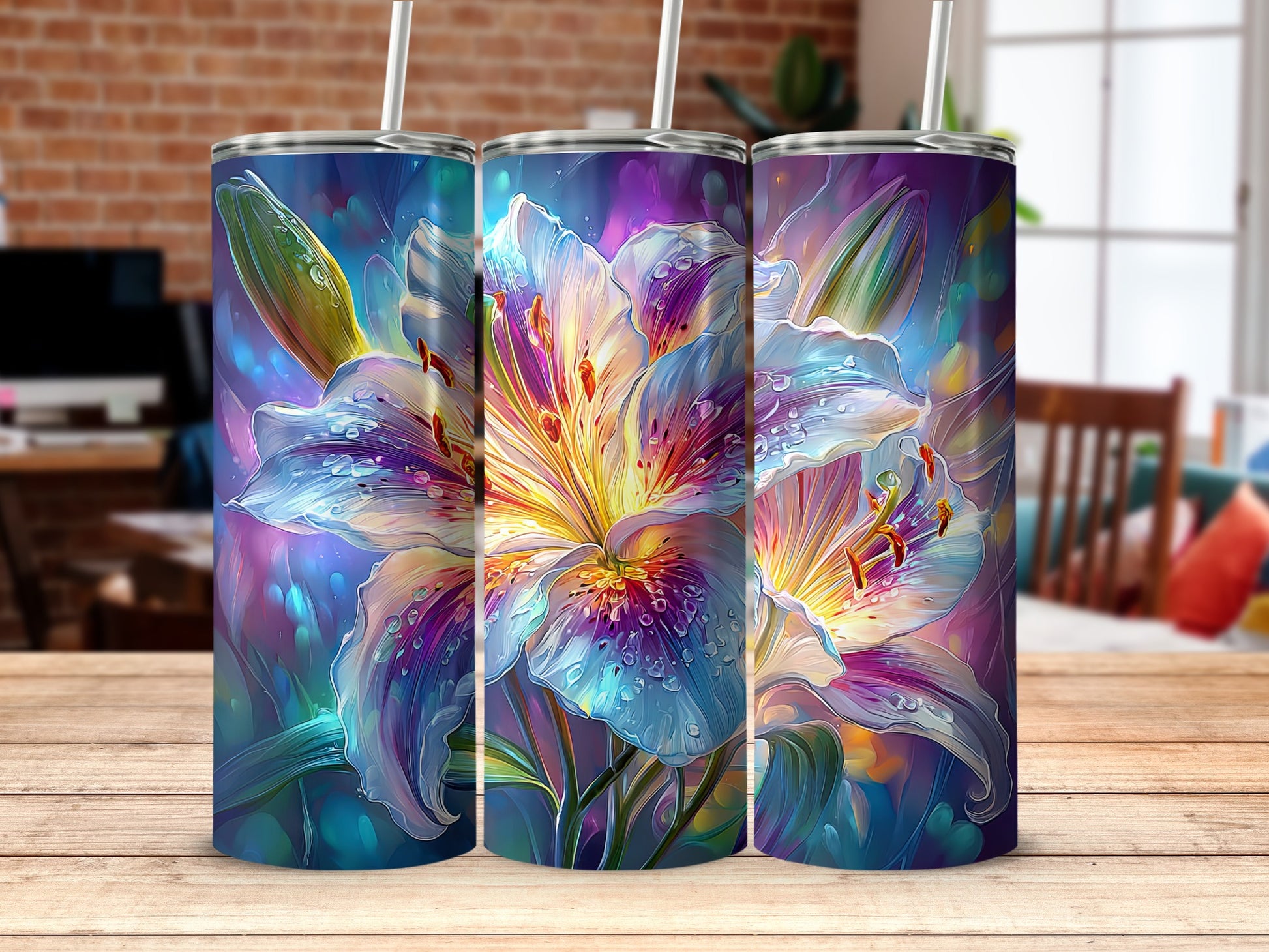 Vibrant Lily Flower Art Drinkware for Stylish Sipping