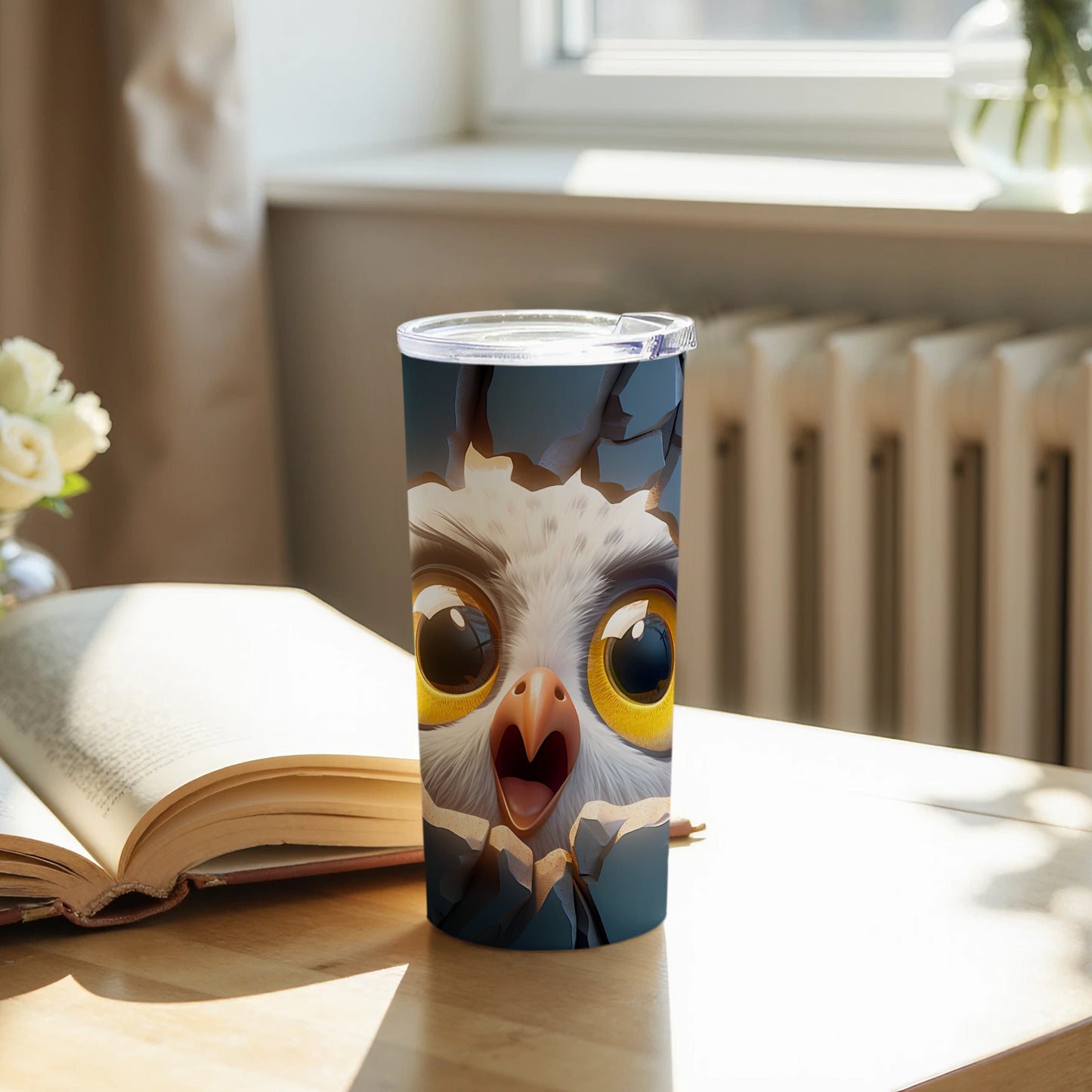 Cute Cartoon Owl Shocked Expression Big Eyes Tumbler product type