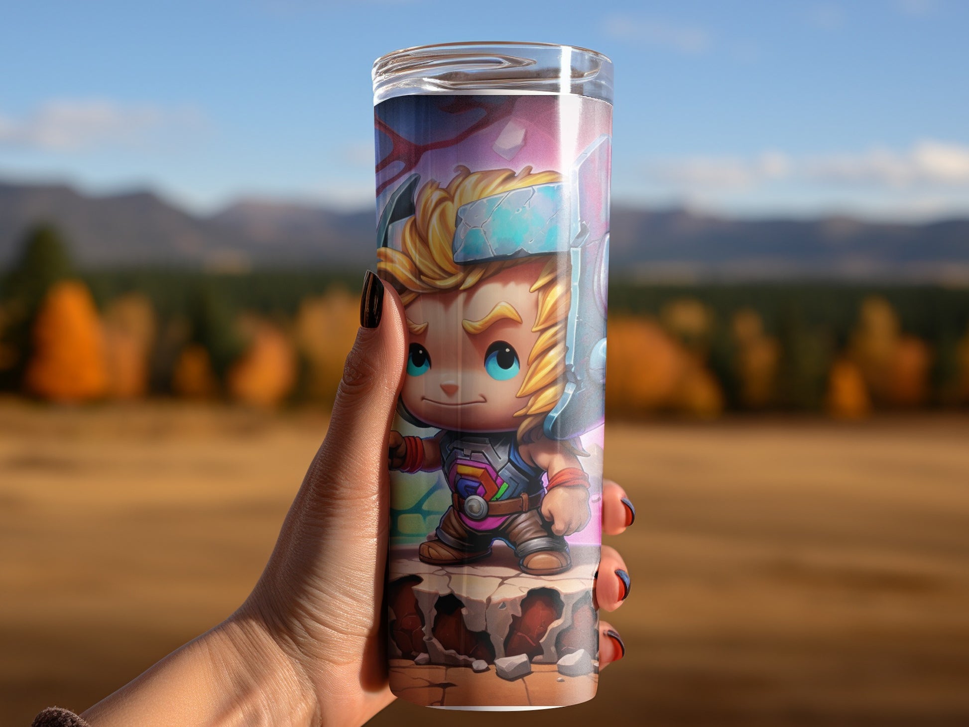 Adorable Hero Cartoon Design Travel Tumbler