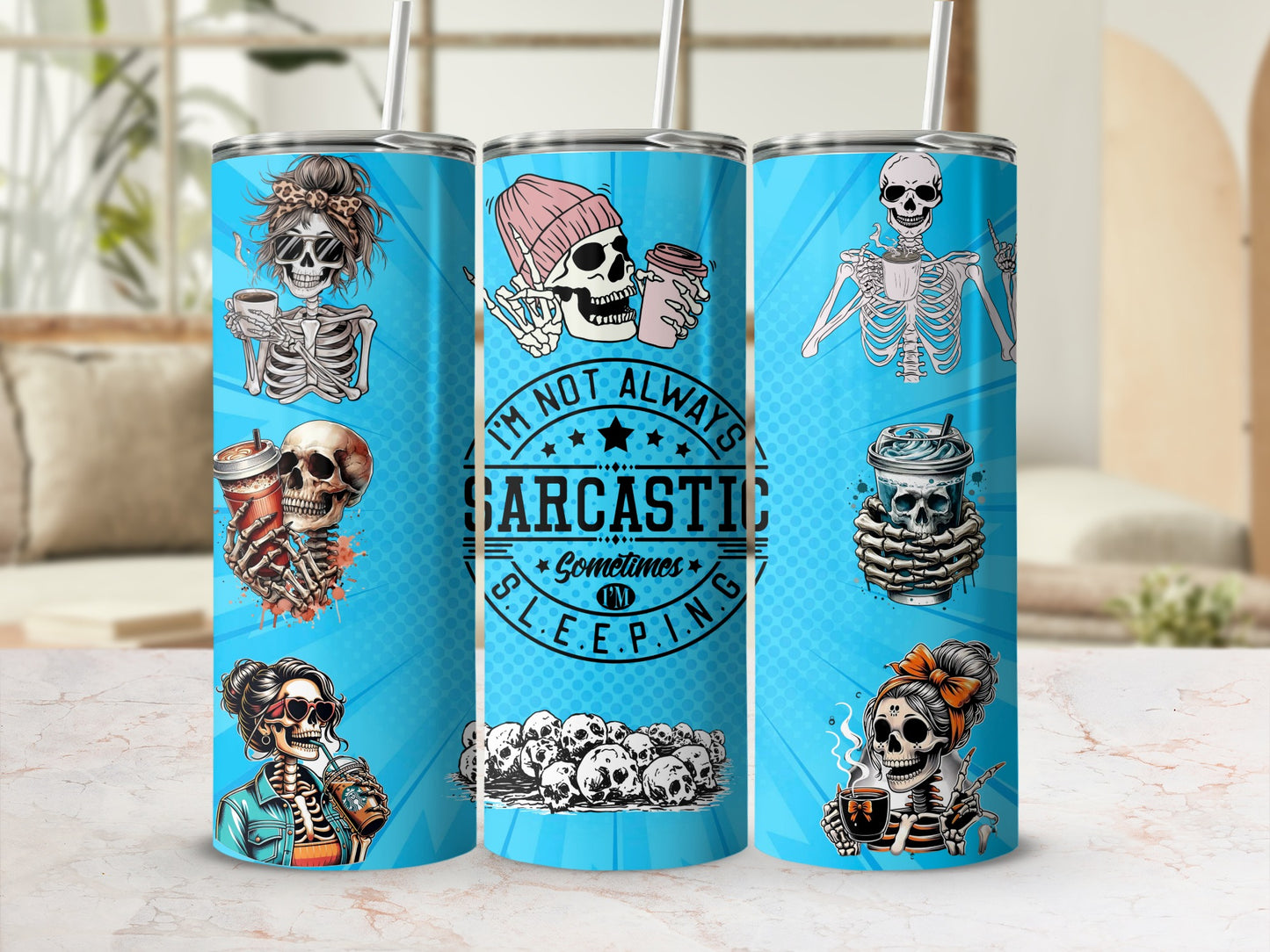 Sarcastic Skeleton Coffee Lovers Tumbler Cup Product