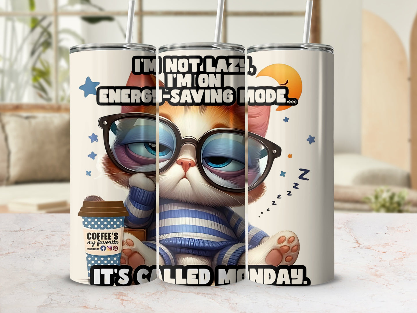 Lazy Cat Energy Saving Mode It's Called Monday Tumbler
