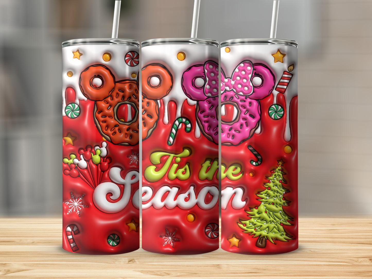 Festive Holiday Tumbler with Christmas Sweets and Tree