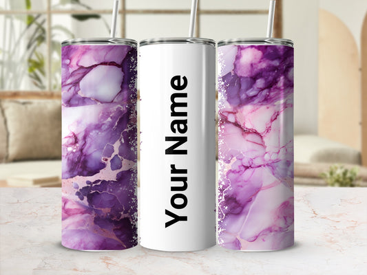 Purple Personalized Tumbler with Marble Design