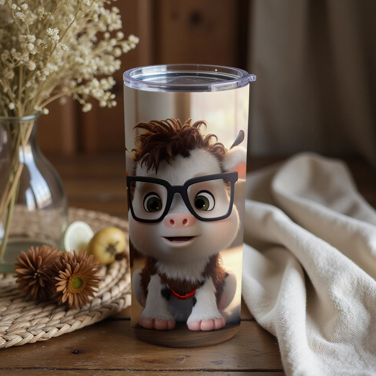 Cute Cartoon Animal with Glasses Insulated Tumbler