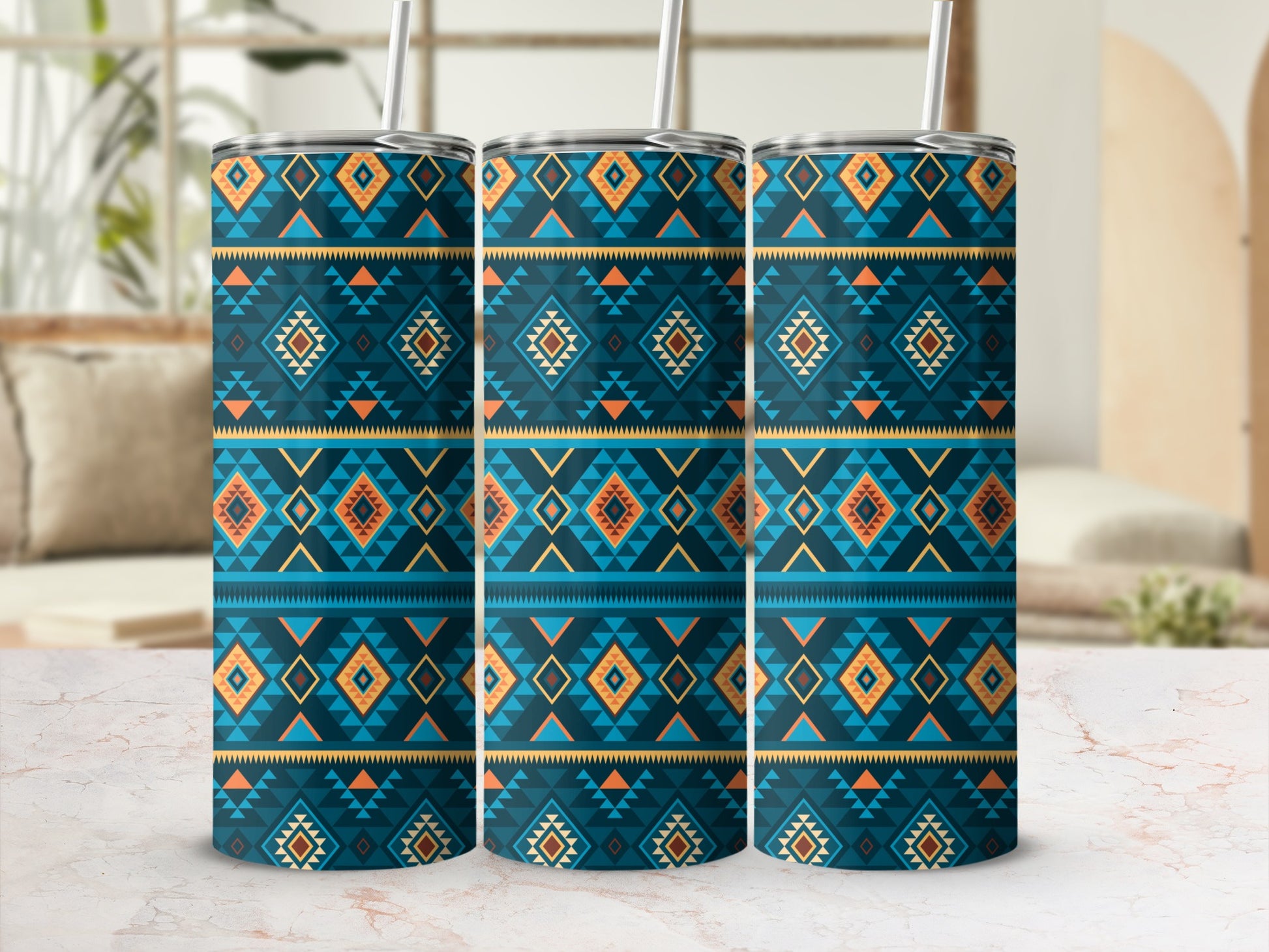 Geometric Aztec Pattern Design Insulated Drinkware