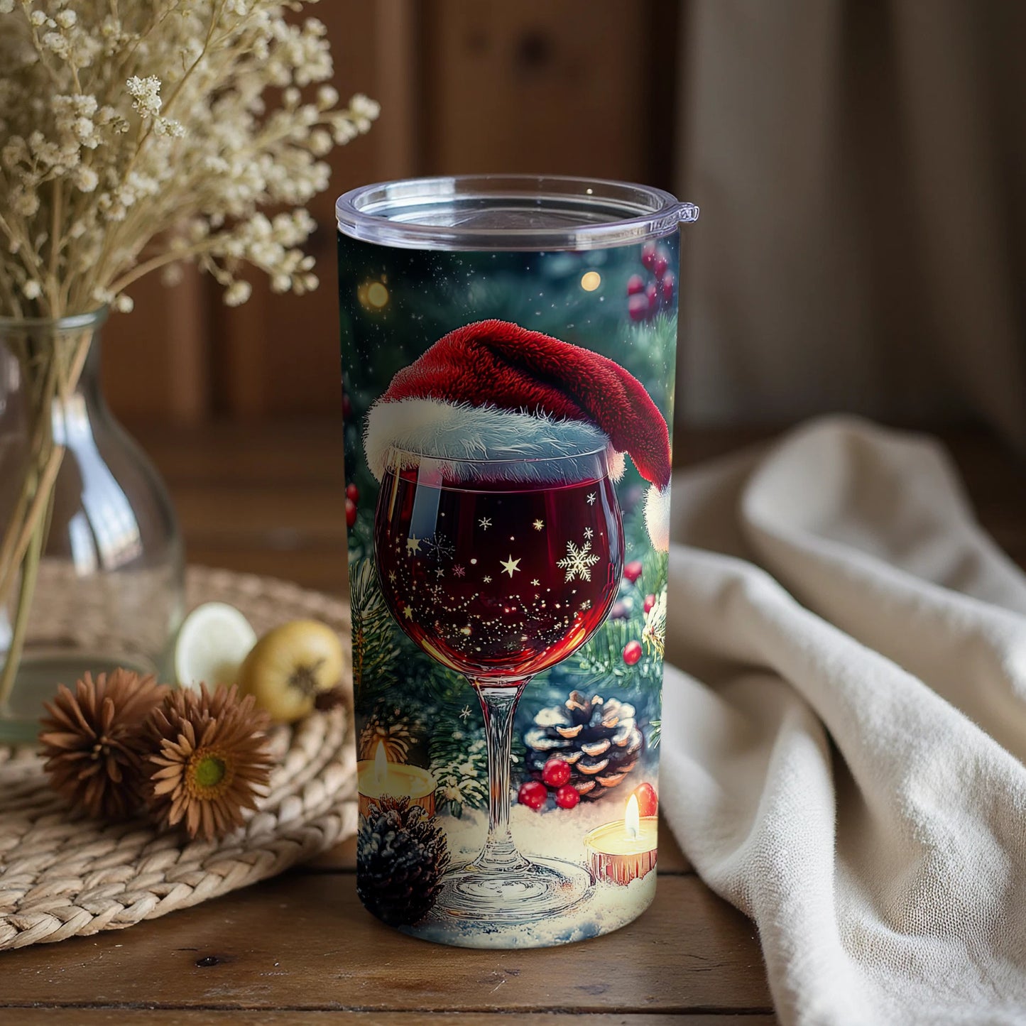 Festive Holiday Santa Hat Christmas Tumbler Product