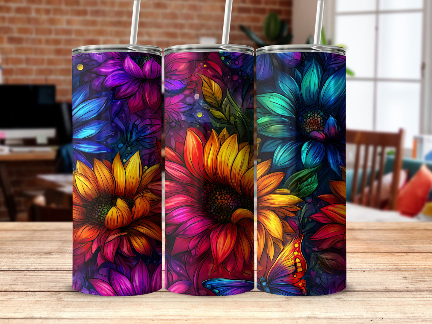 Vibrant Floral Design Tumblers for Everyday Use
