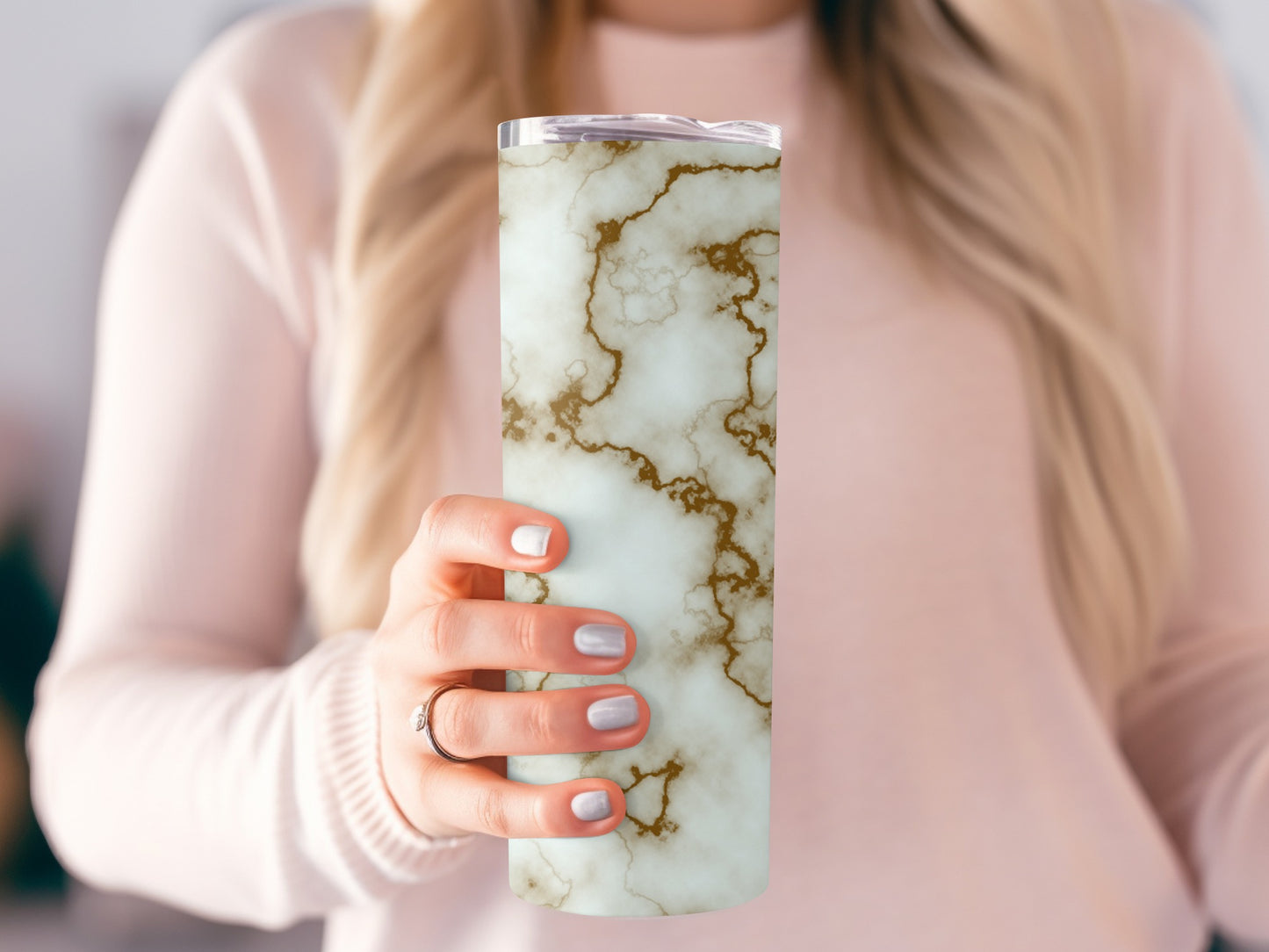 Elegant Beige Marble Texture Swirls Custom Tumblers
